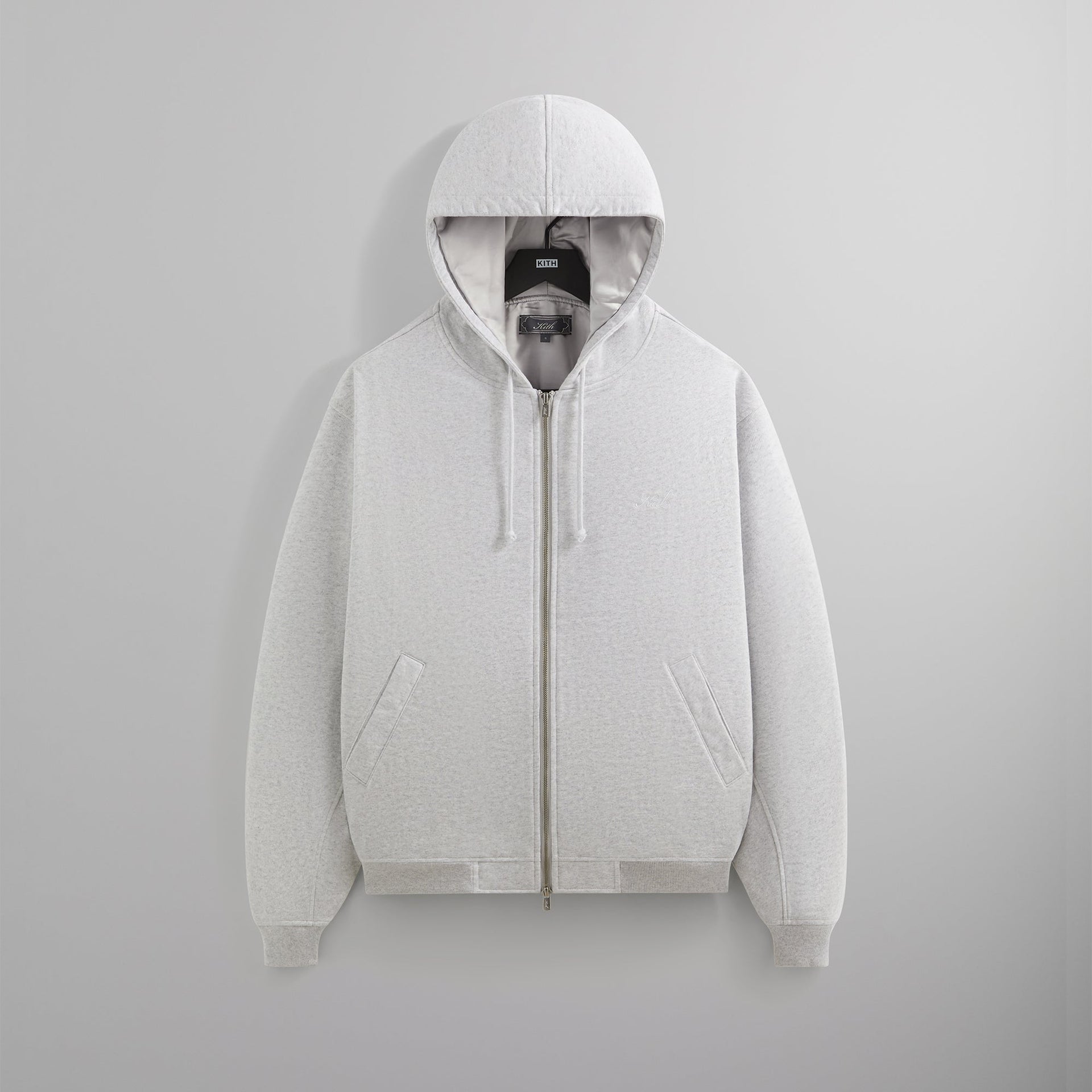 Kith Fleece Avery Hooded Bomber Jacket -  Light Heather Grey