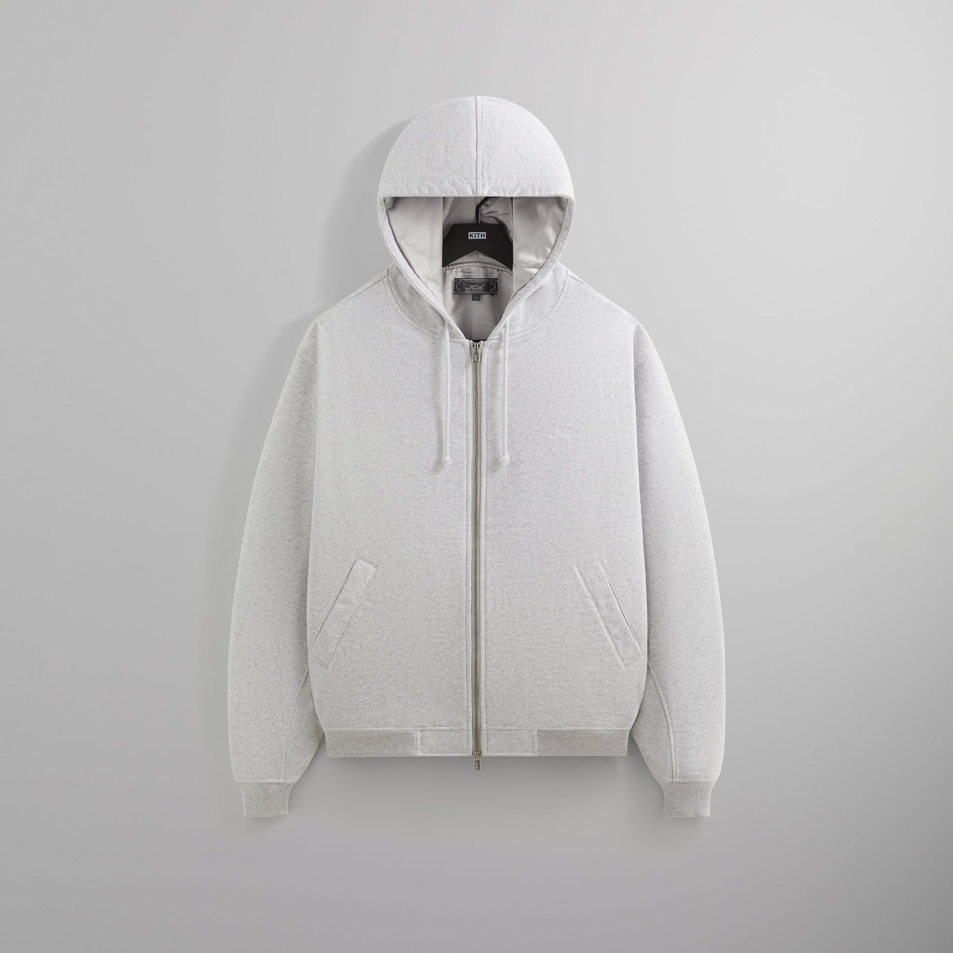 Kith Fleece Avery Hooded Bomber Jacket -  Light Heather Grey