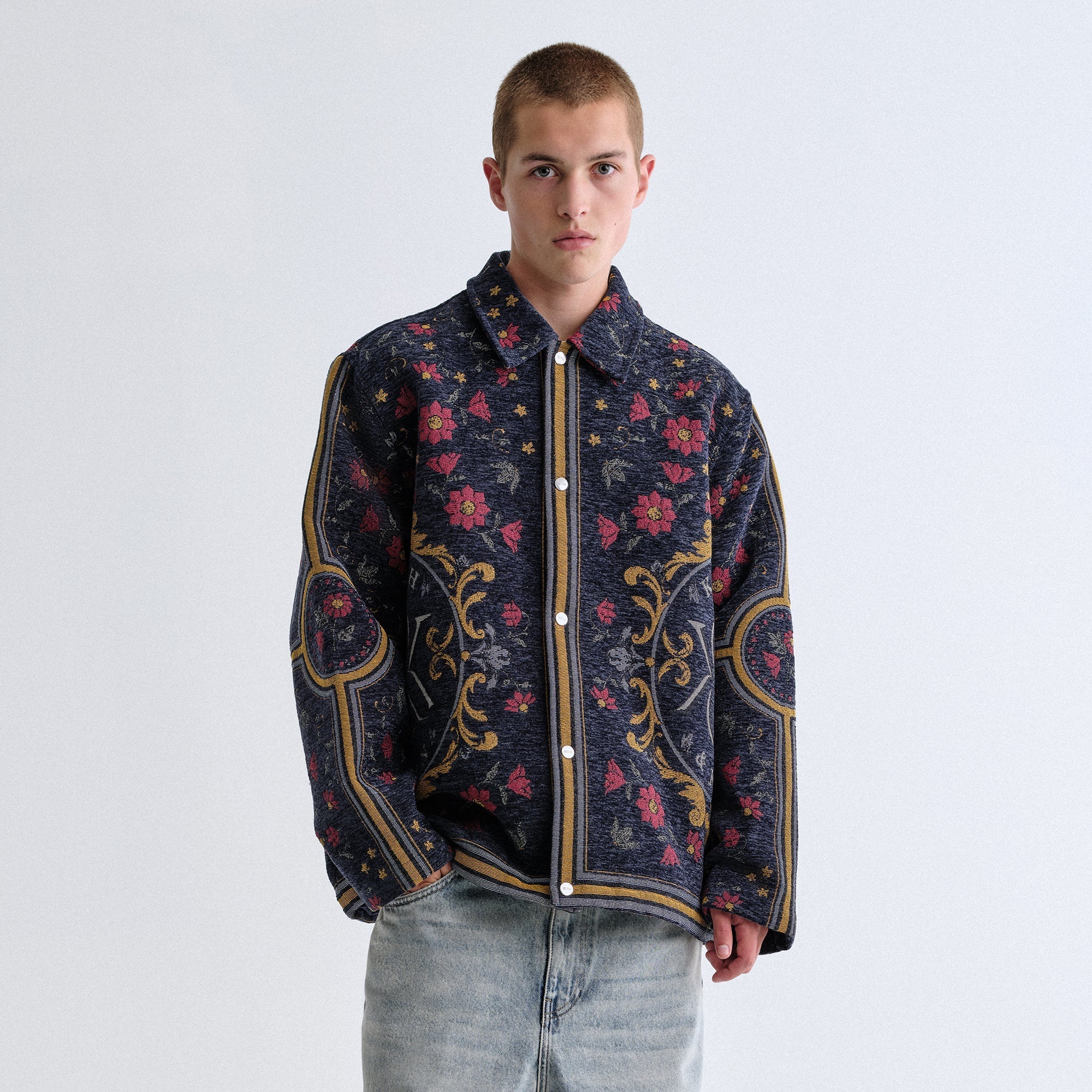 KITH ペイズリーコーチジャケット 新品未使用 L ネイビー kith ペイズリー コーチジャケット