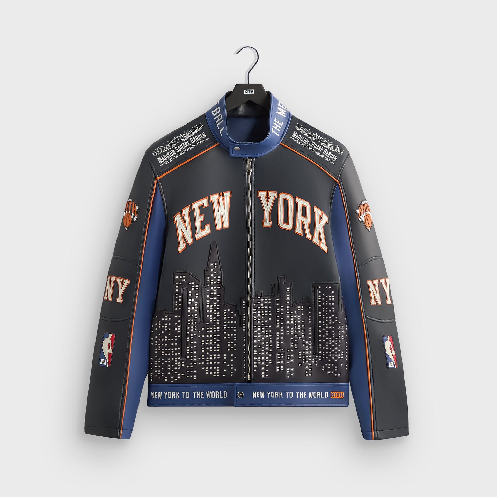 Kith for the New York Knicks Leather Moto Jacket - Nocturnal