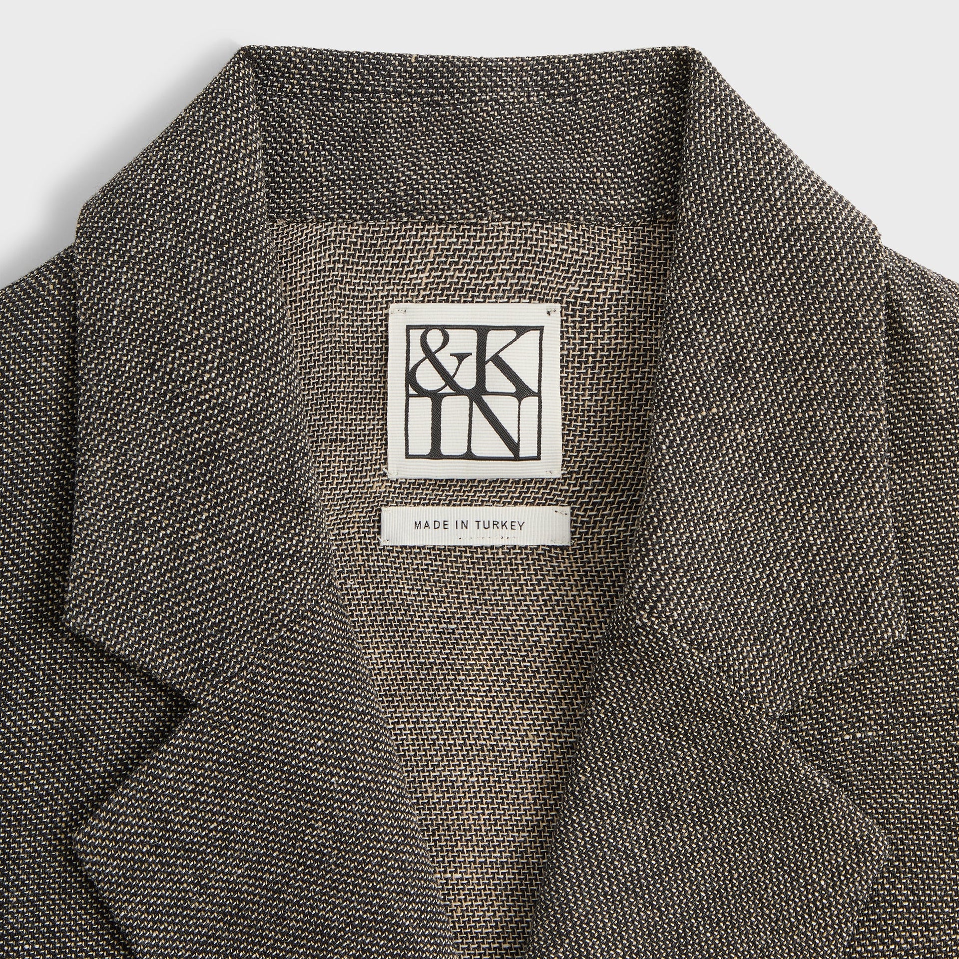 &Kin Textured Linen Ito Blazer - Black Melange