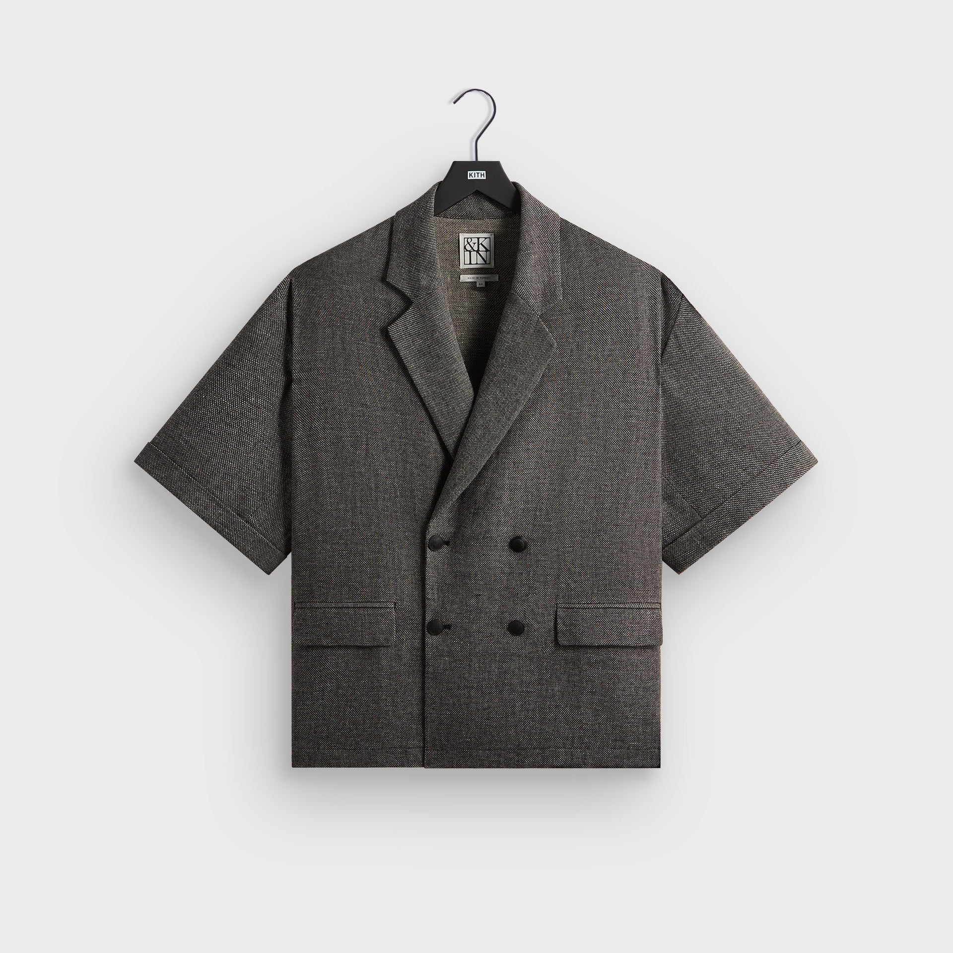 &Kin Textured Linen Ito Blazer - Black Melange