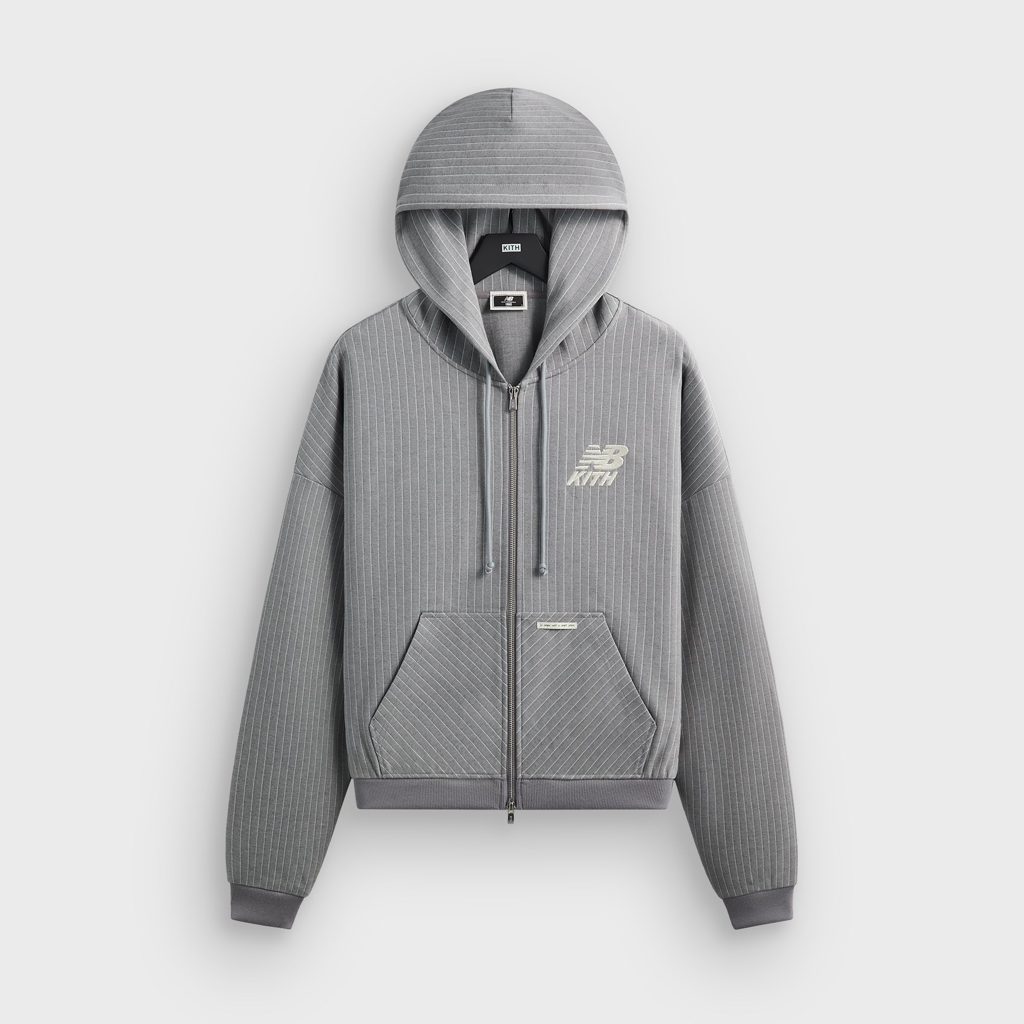Kith & New Balance Pinstripe Braxton Zip Hoodie - Smoke – Kith Canada