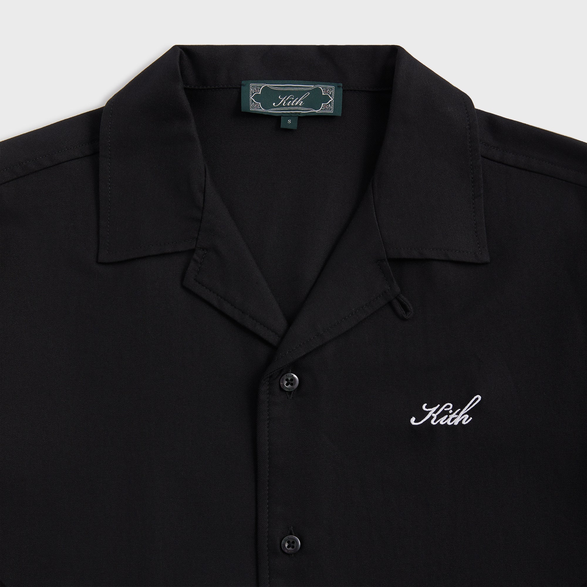 関税・送料込 25SS Kith Silk Thompson Camp Collar Shirt Kith Silk Cotton Thompson Camp Collar Shirt - Black – Kith