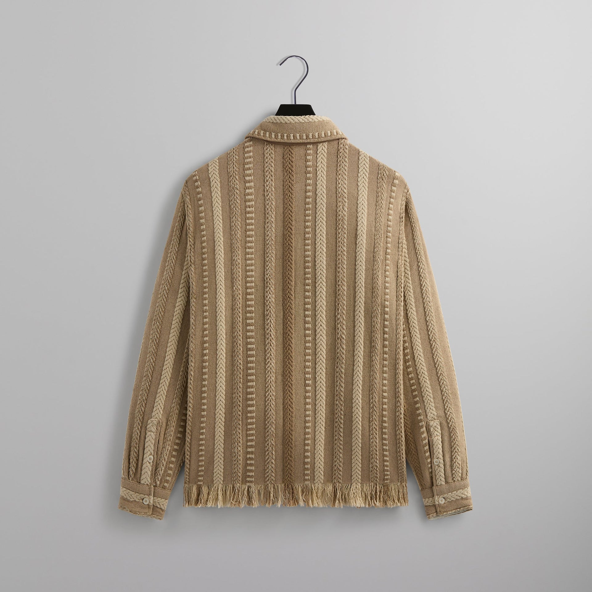 Kith Mixed Stripe Tweed Boxy Collared Overshirt - Creme