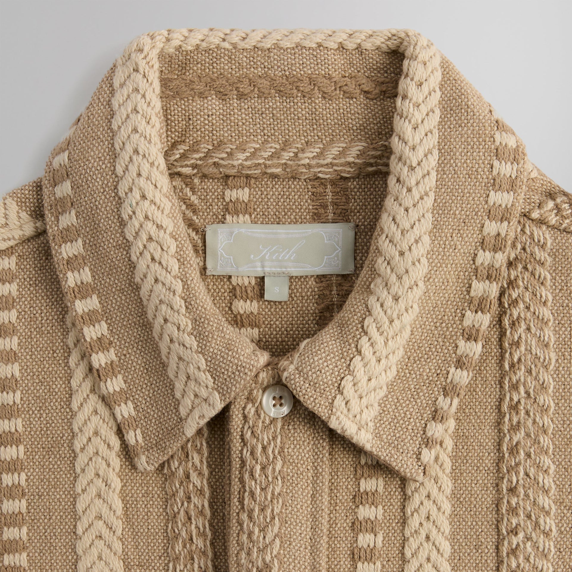 Kith Mixed Stripe Tweed Boxy Collared Overshirt - Creme