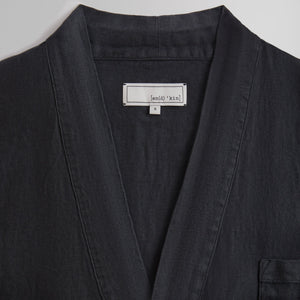 &Kin Herringbone Linen Karter Long Sleeve Gi - Black