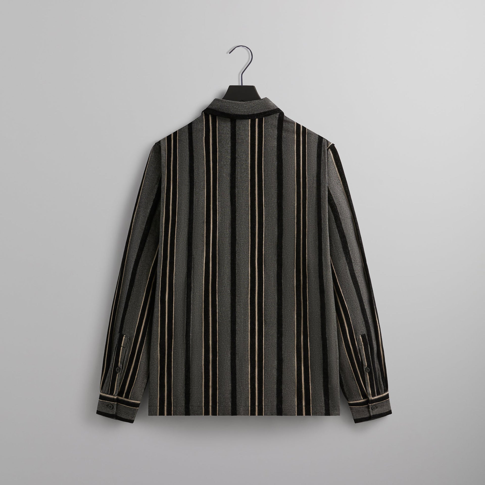 Kith Striped Flannel Boxy Collared Overshirt - Black