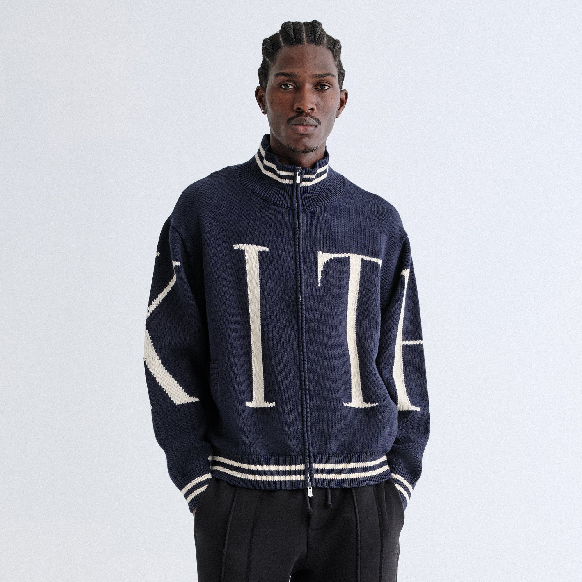 Kith Big Letter New York Wyona Full Zip Sweater - Nocturnal – Kith