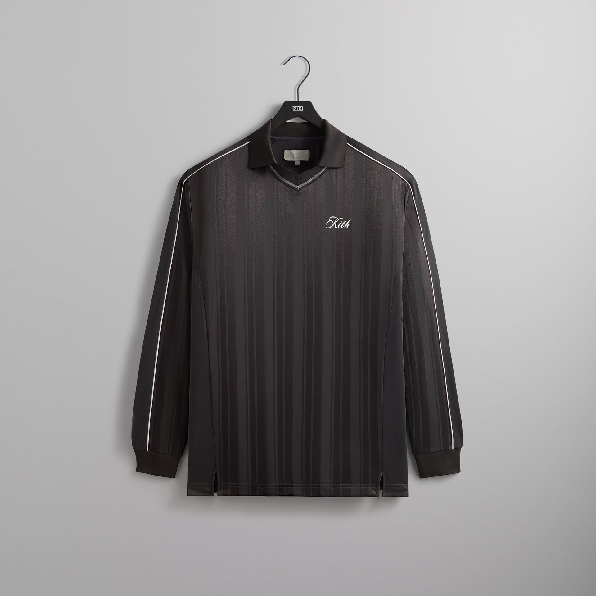 Kith Pinstripe Tricot Panelled Tap In Polo - Black Oyster