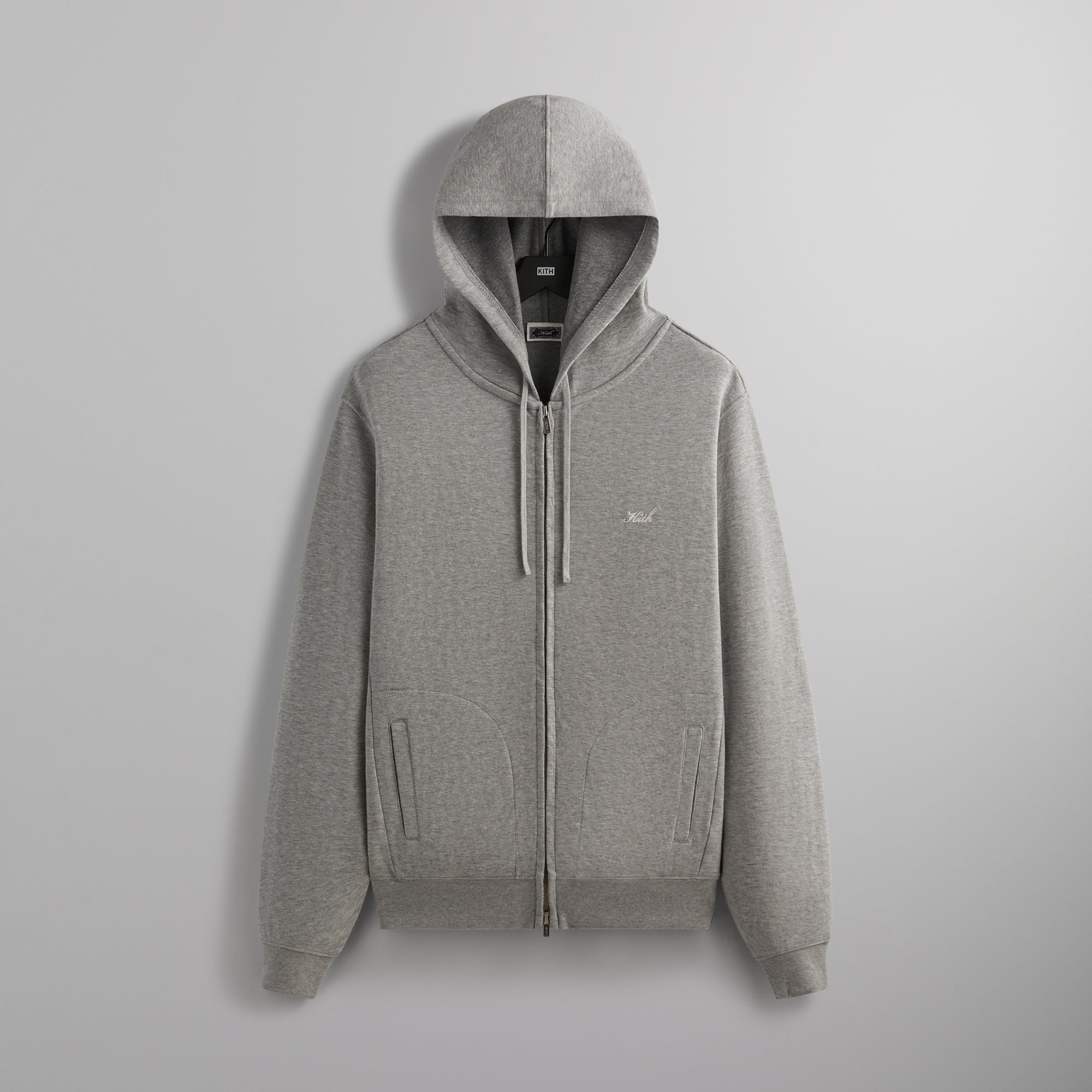 Kith Double Face Williams V Full Zip Hoodie Mid Heather Grey PH Kith Canada