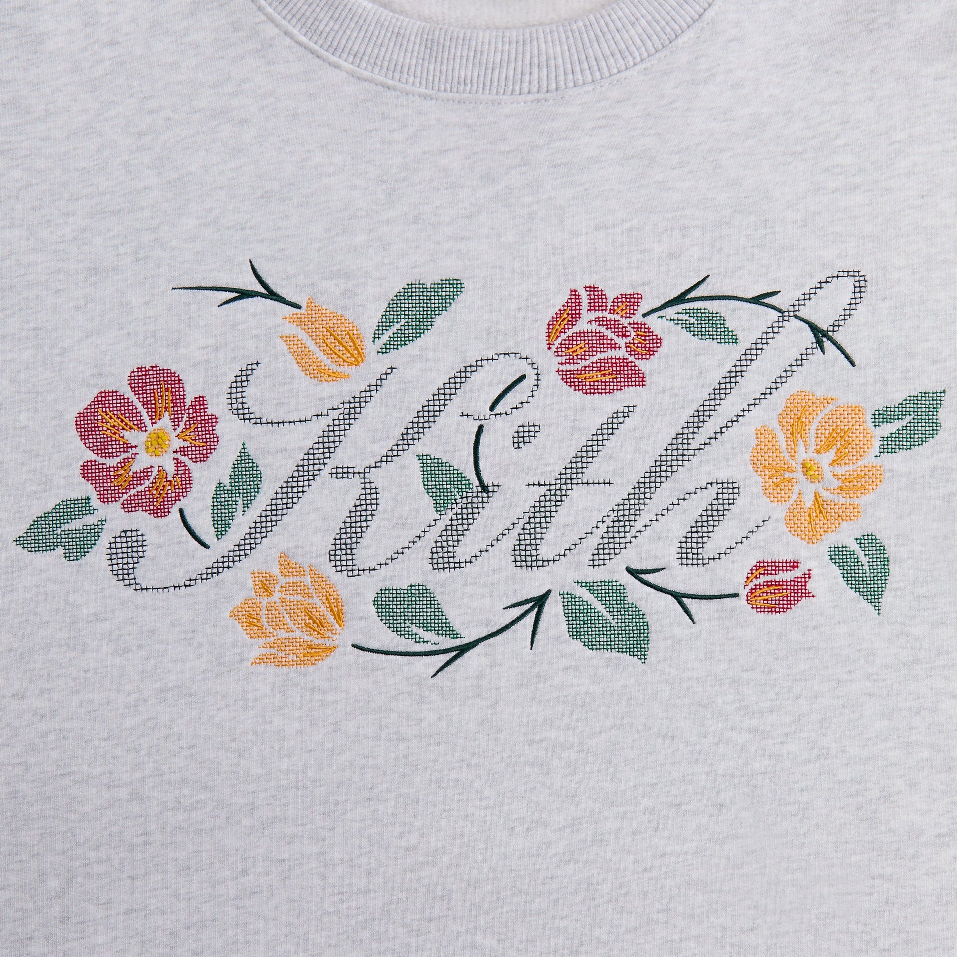 Kith Floral Script Nelson Crewneck - Light Heather Grey