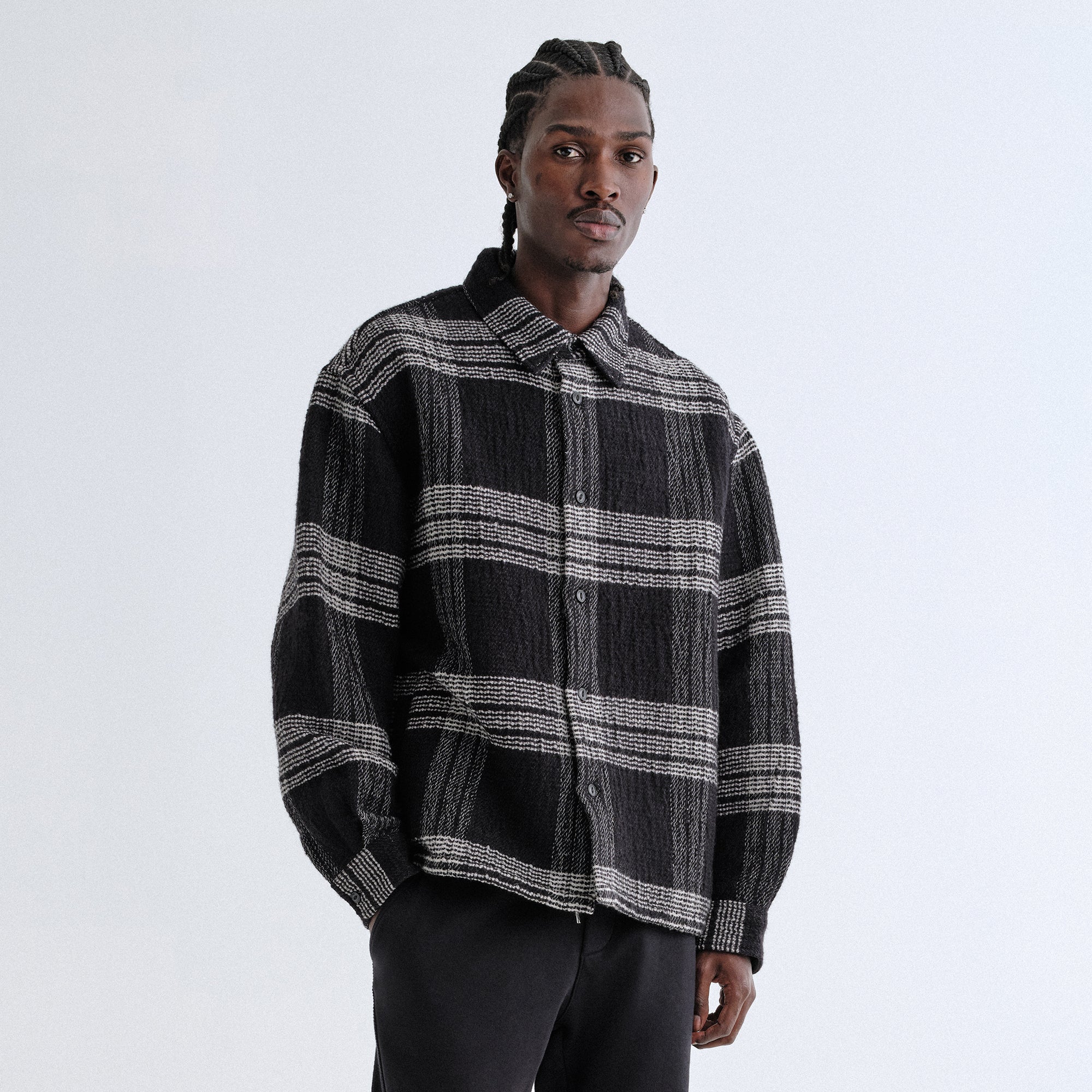 Kith Textured Plaid Isaiah Buttondown - Black – Kith Canada