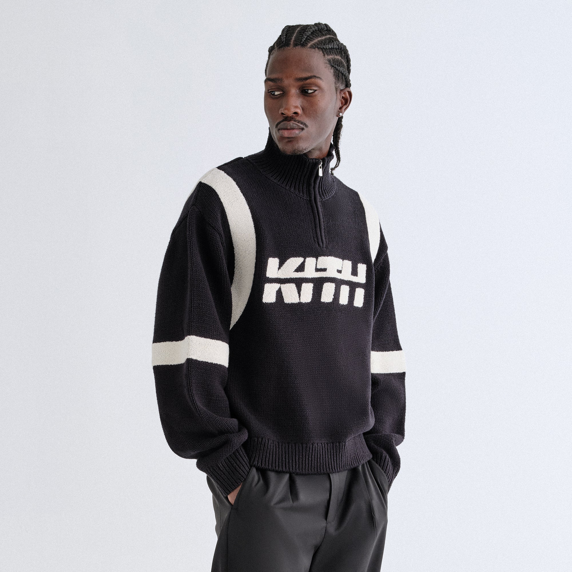 Kith Racer Quarter Zip Wyona Sweater - Black – Kith Canada