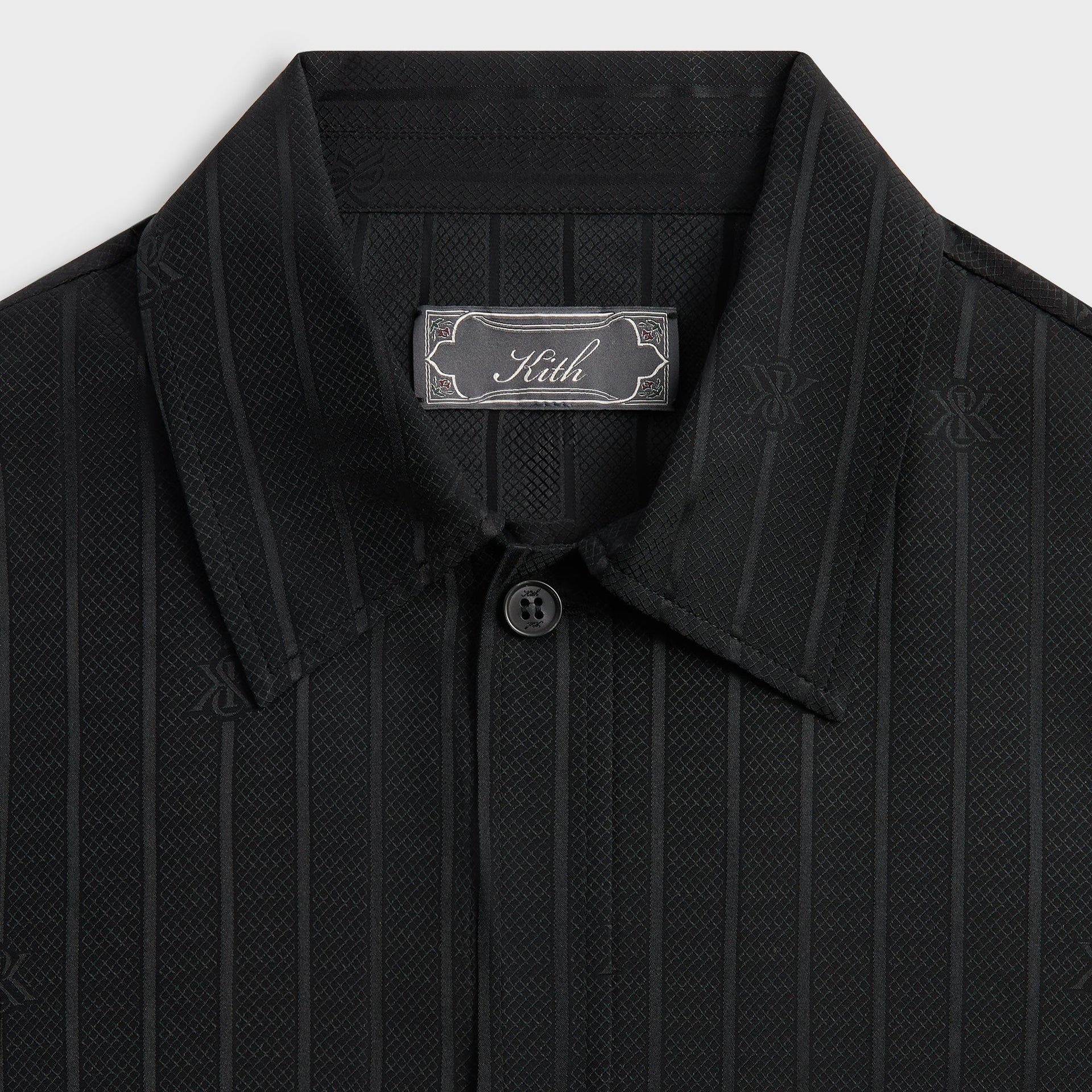Kith Crest Logo Boxy Collared Overshirt - Black