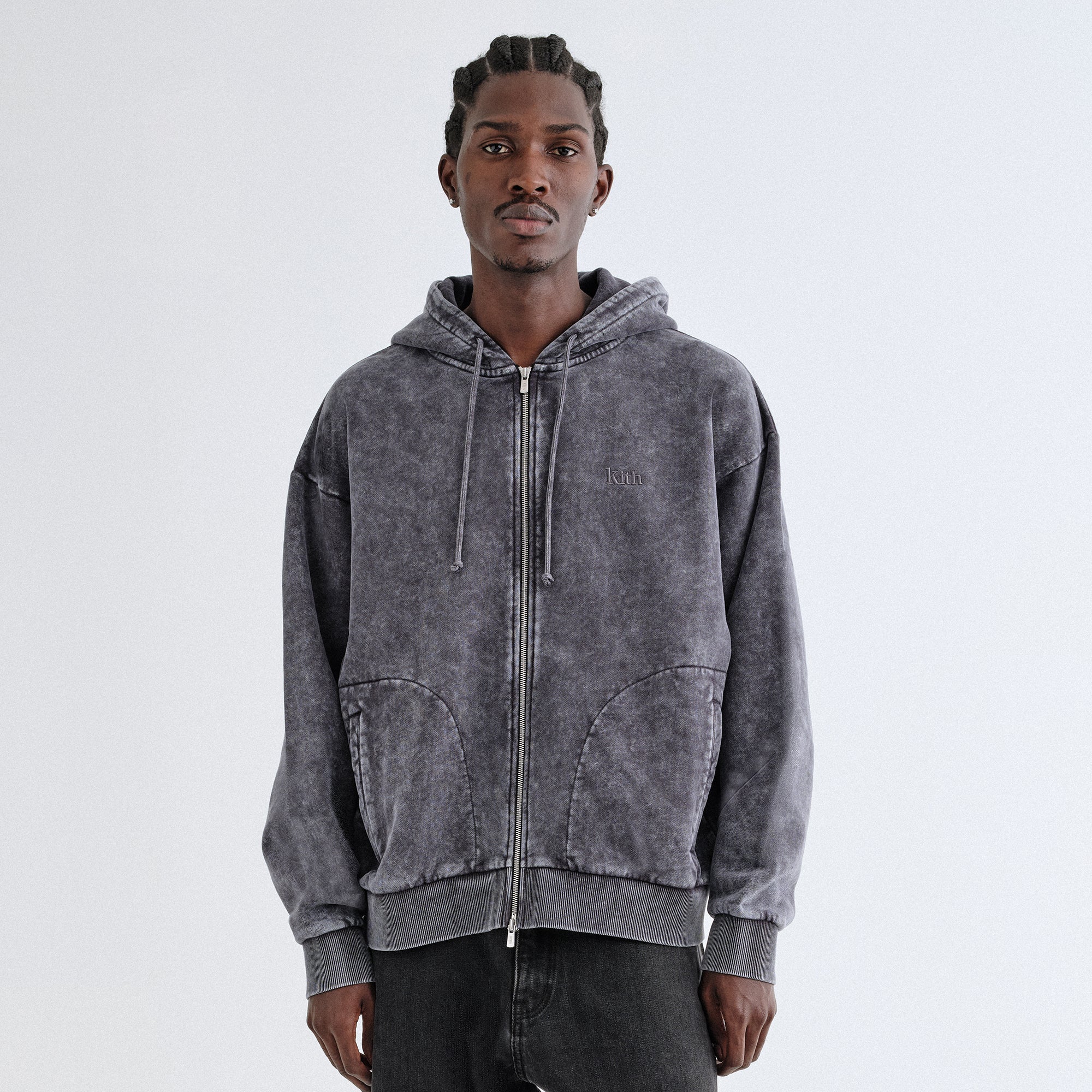 Kith Antique Wash Full Zip Nelson Hoodie - Black – Kith Canada