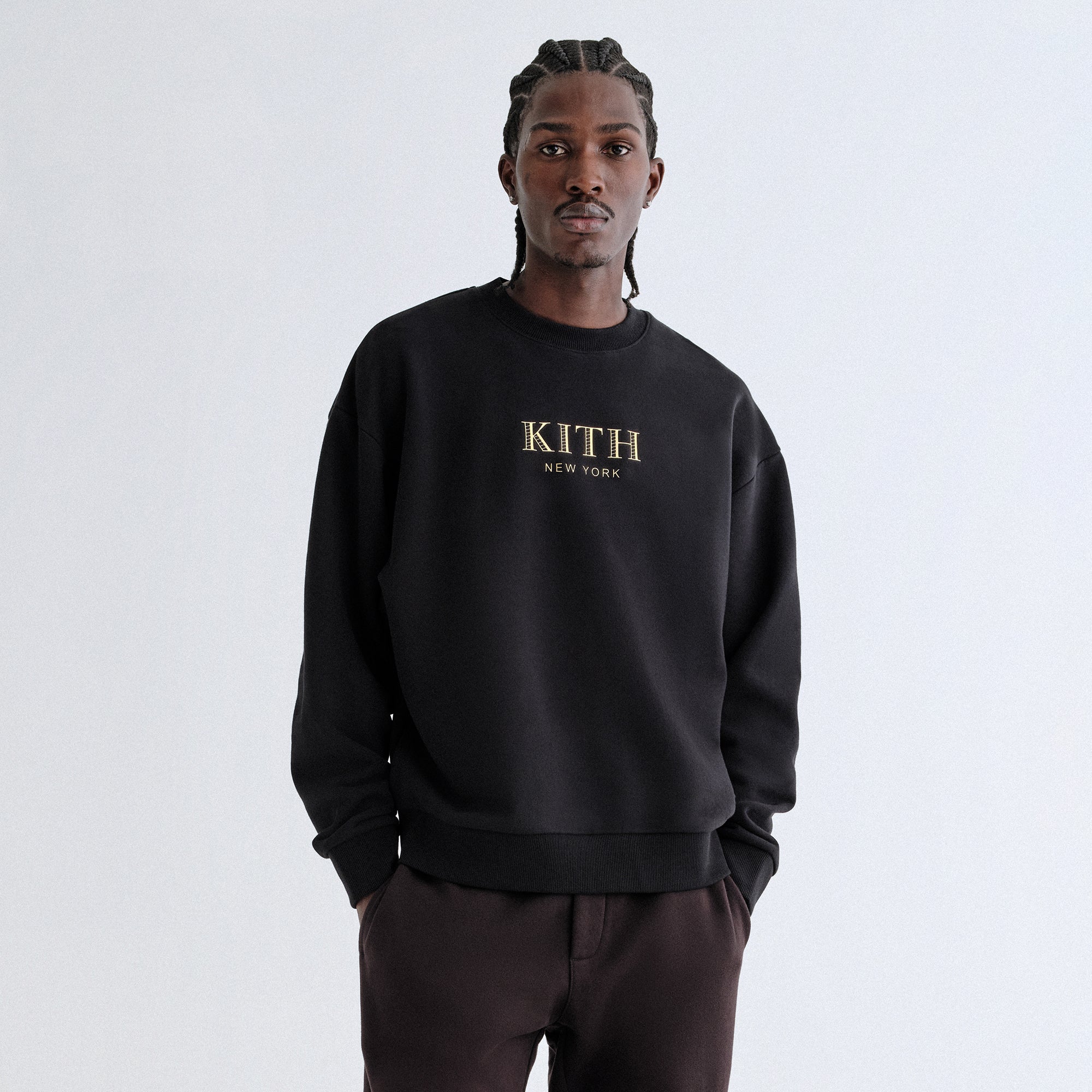 トップス Kith Combo Knit Crewneck Black KHM032145-001-Front_3bcf8daa-