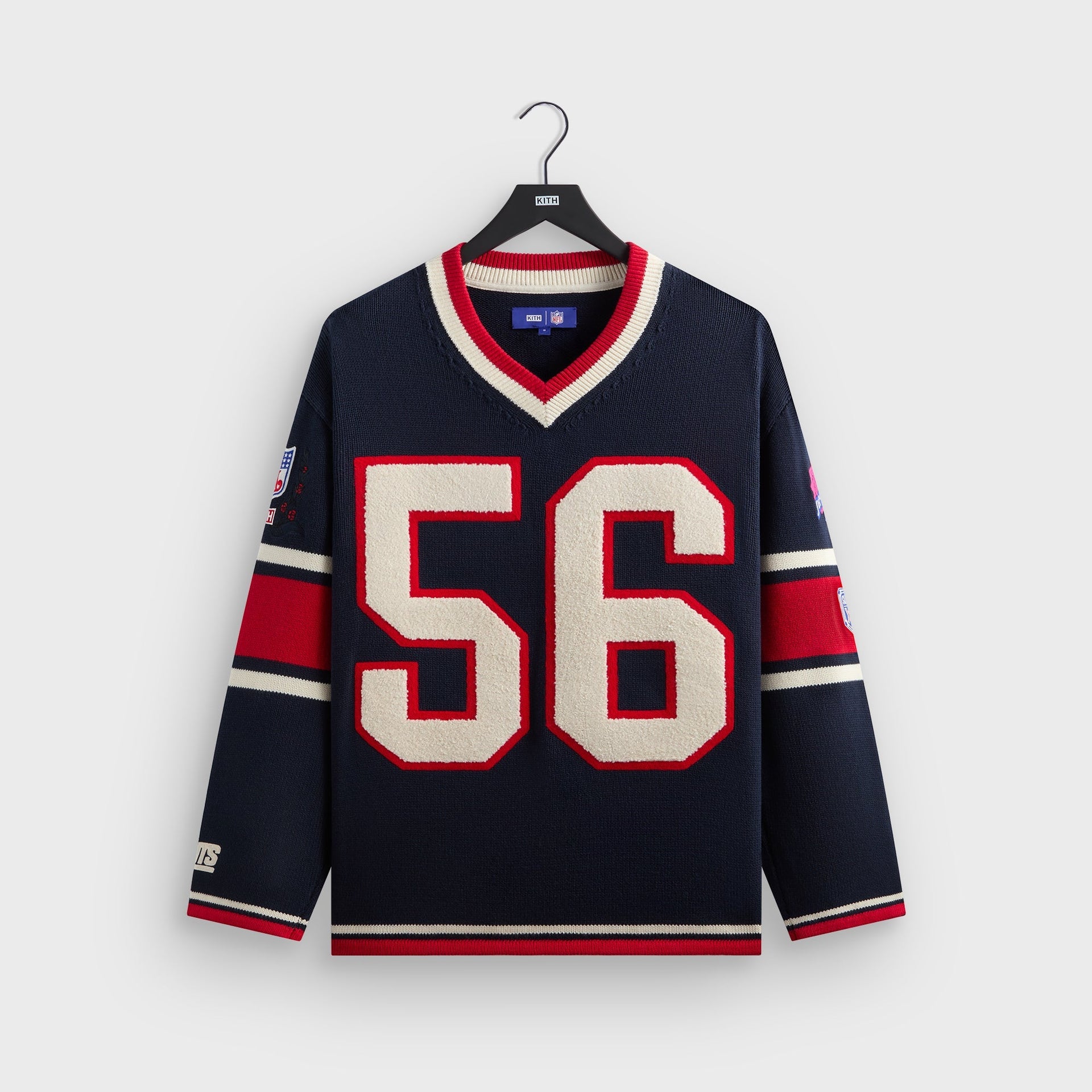 Kith for the NFL New York Giants V-Neck Beau Knit Sweater - Nocturnal - PH