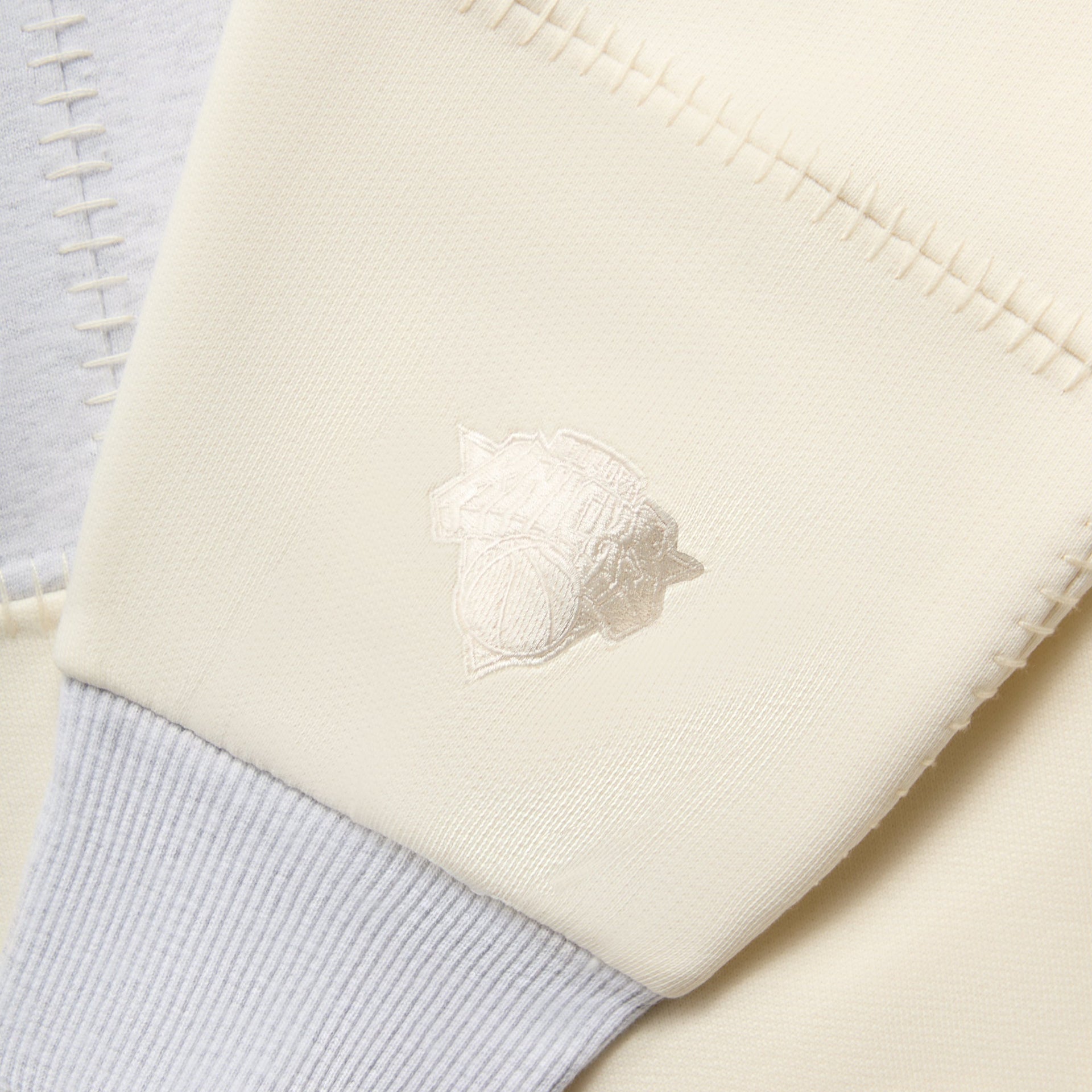 Kith for the New York Knicks Patchwork Fleece Crewneck Sweatshirt - Light Heather Grey