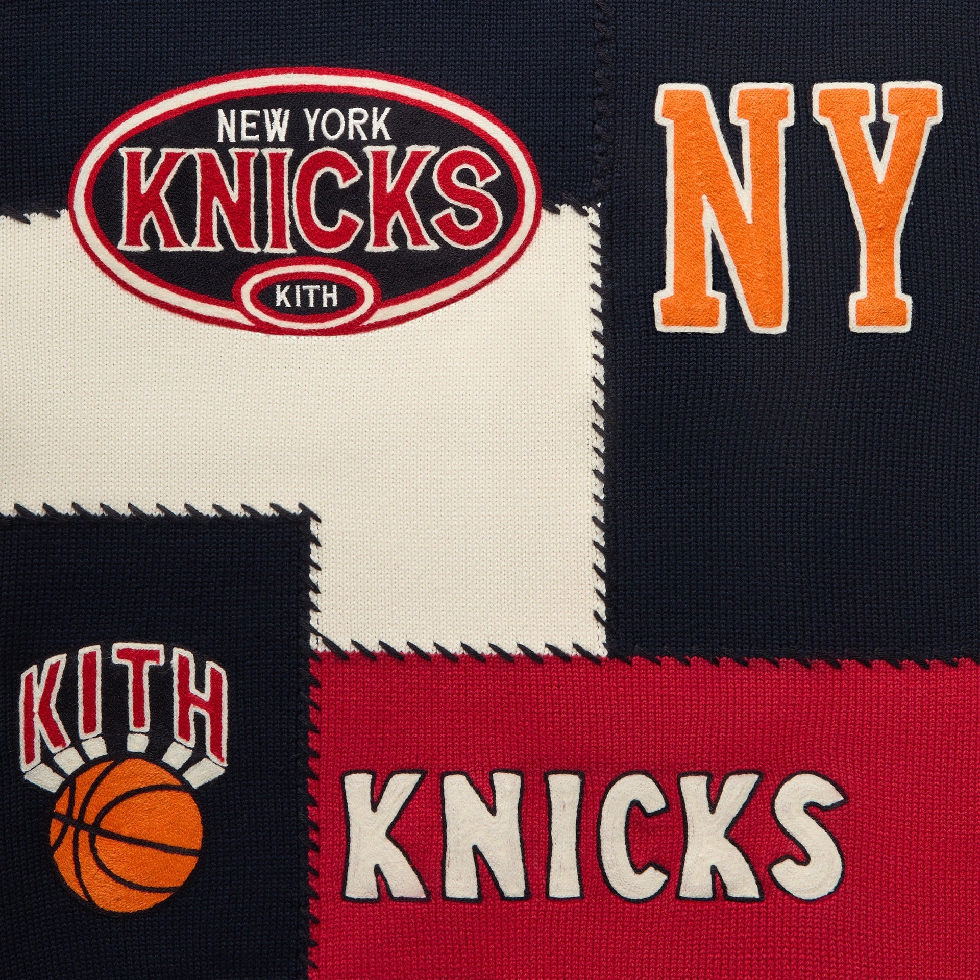 Kith for the New York Knicks Patchwork Crewneck Sweater - Nocturnal - PH