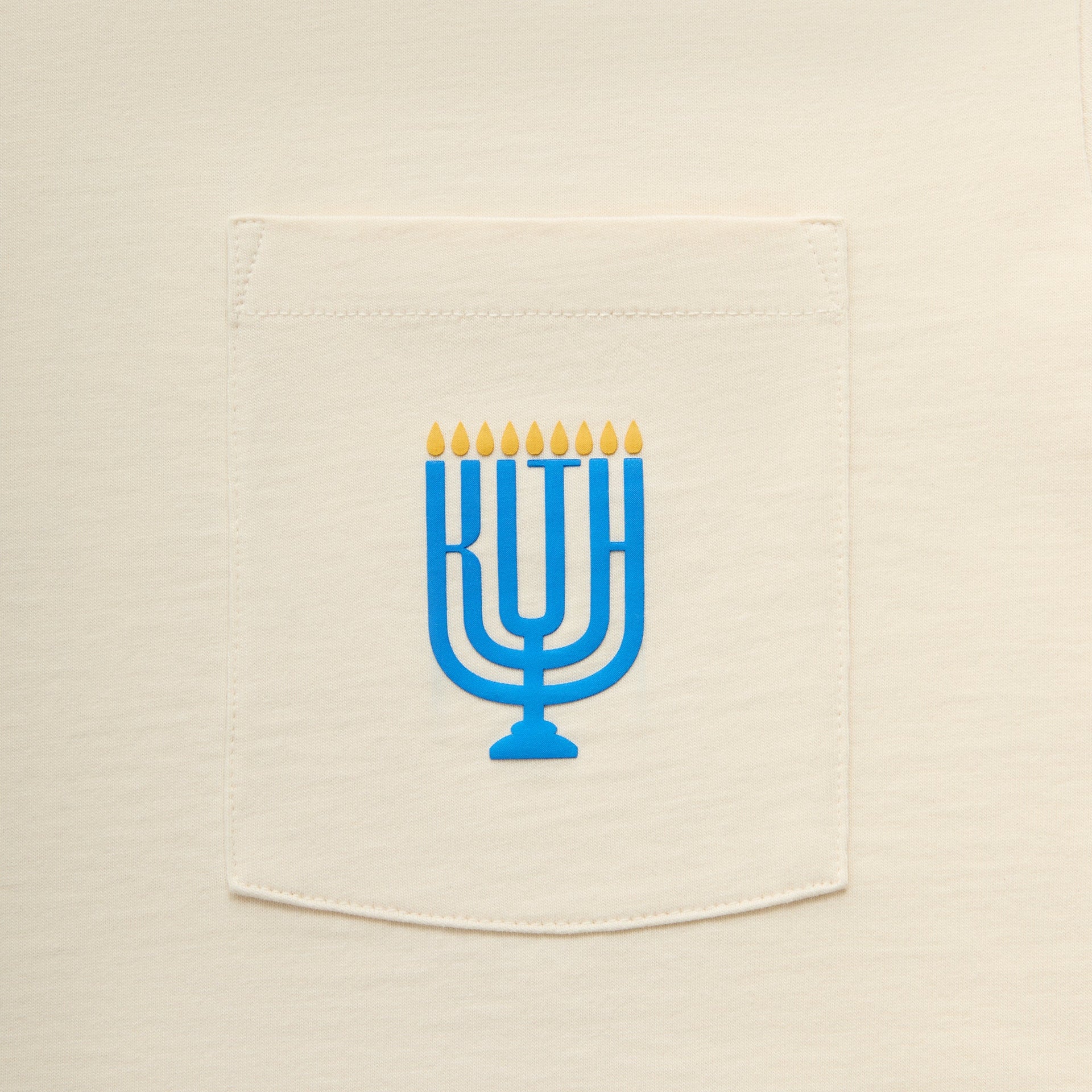 Kith Hanukkah Stained Glass Long Sleeve Pocket Tee - Sandrift