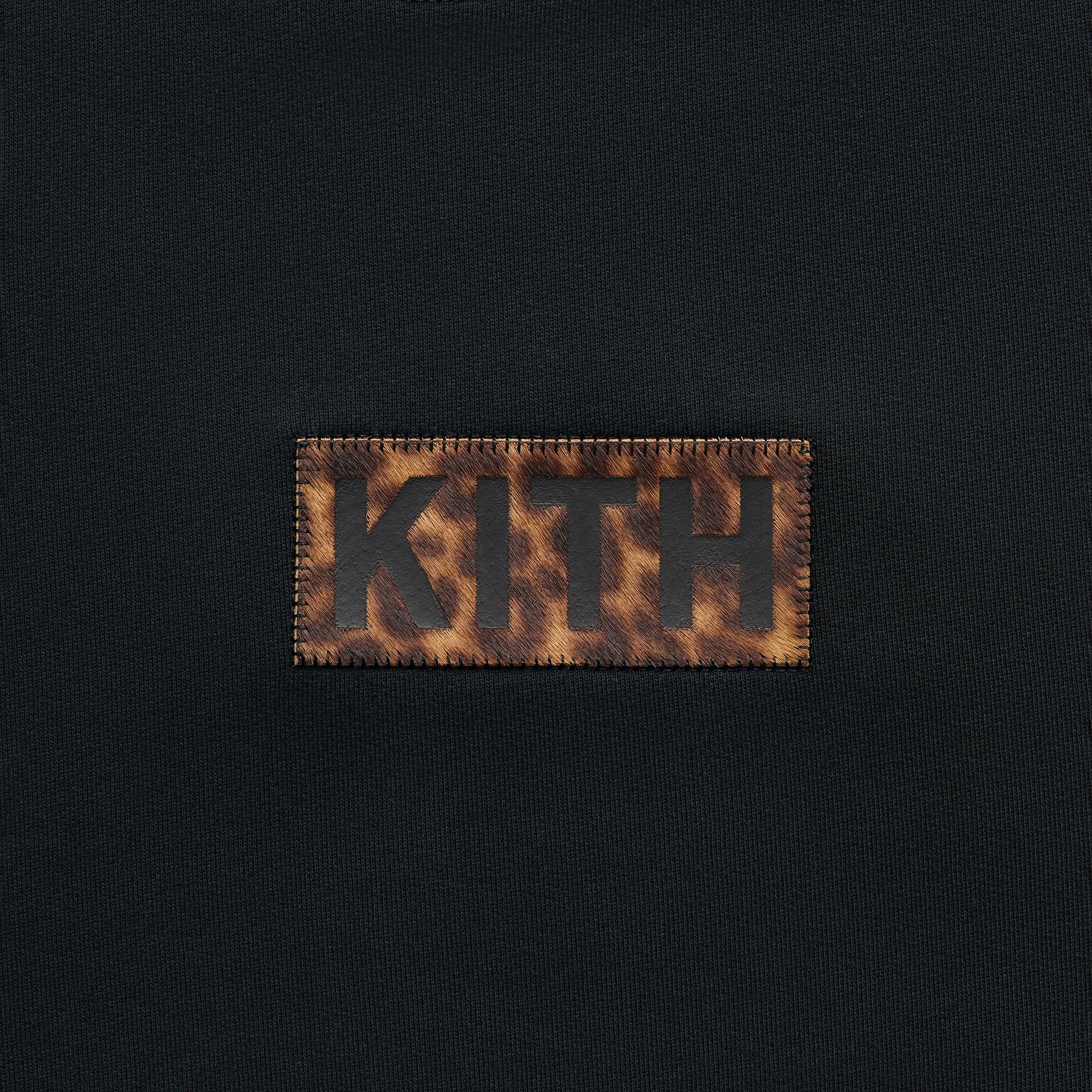 Kith Classic Logo Leopard Applique Nelson Hoodie - Black