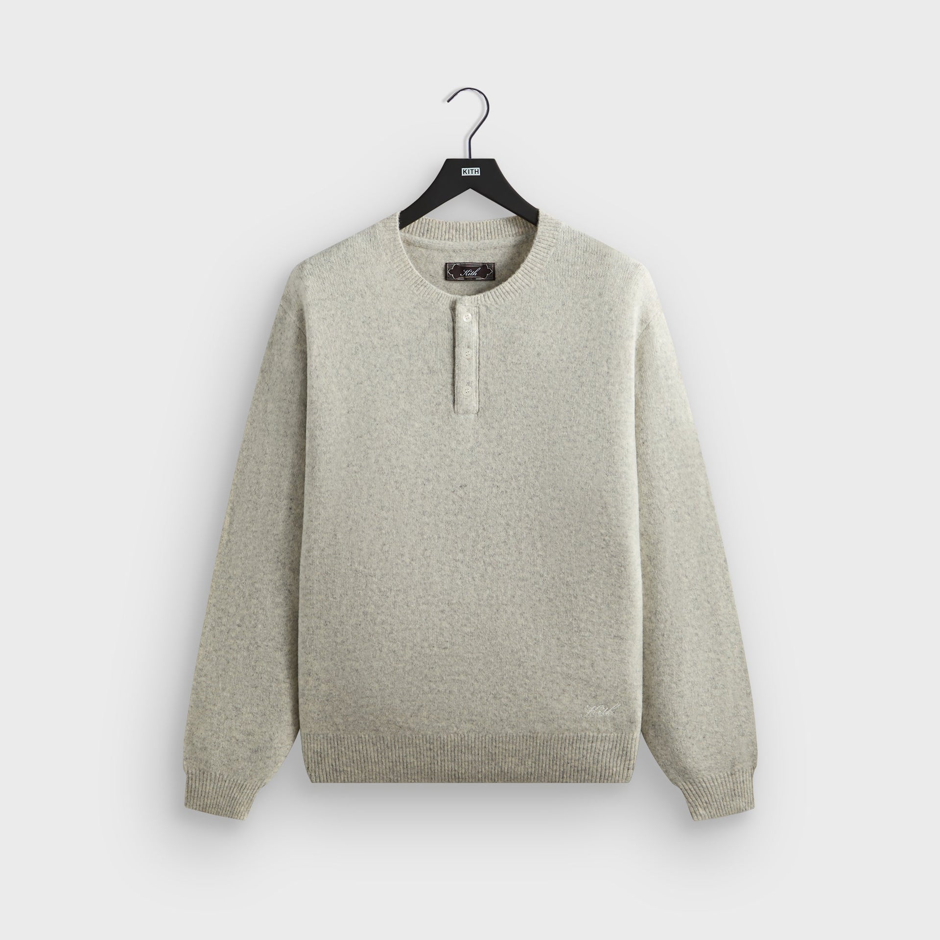Kith Boucle Harmon Henley Sweater - Light Heather Grey - PH