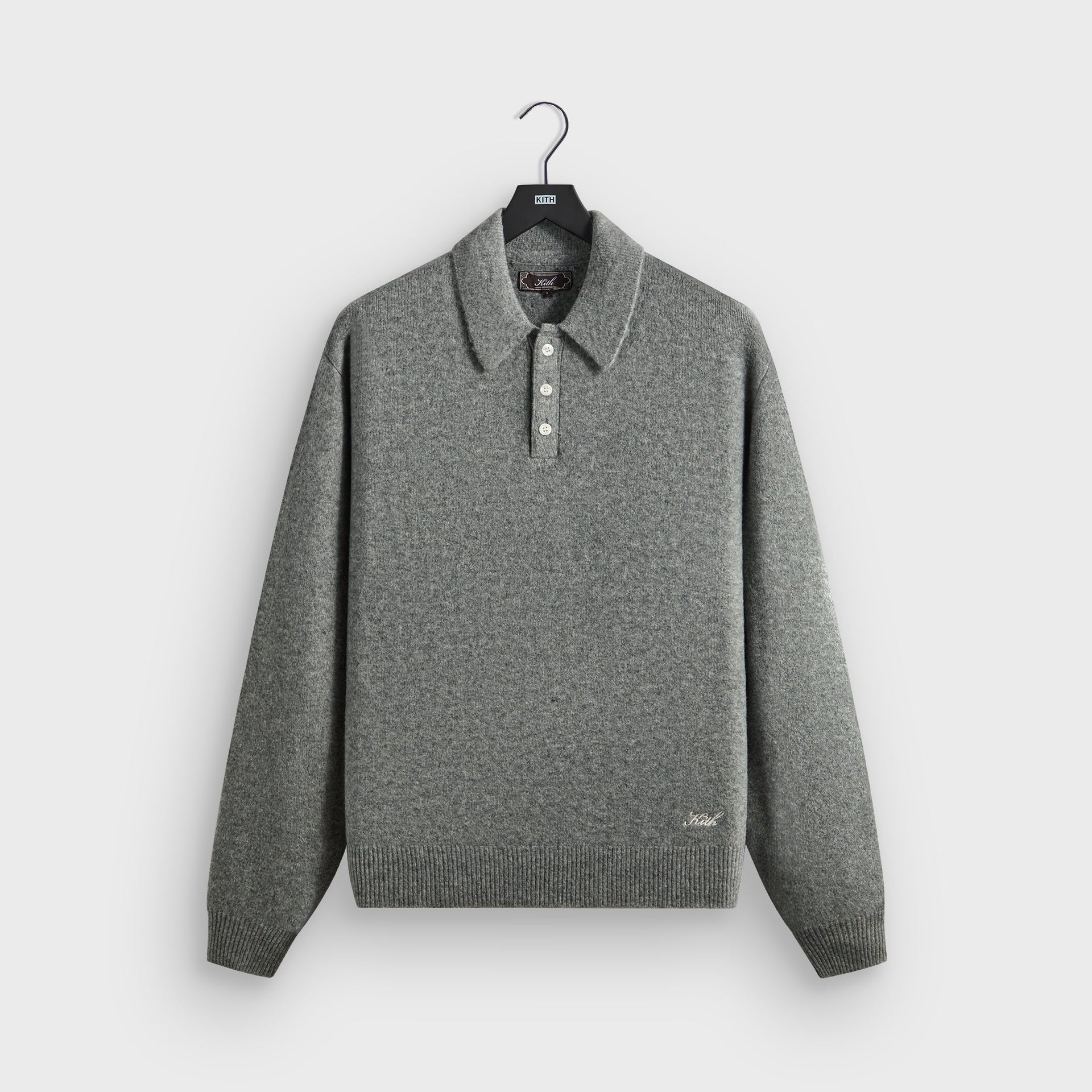 Kith Marled Harmon Rugby Pullover - Mid Heather Grey - PH