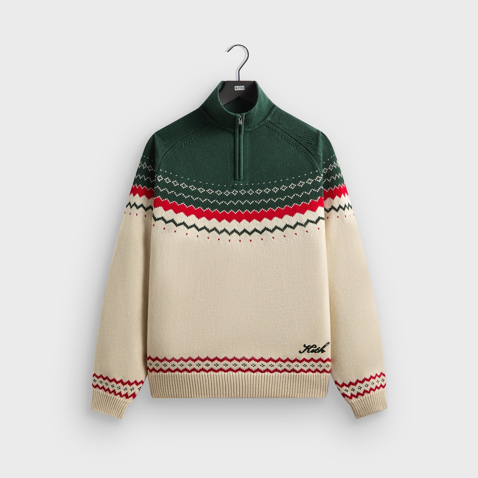 Kithmas Serif Fair Isle Rue Wyona Quarter Zip - Heather Oatmeal - PH