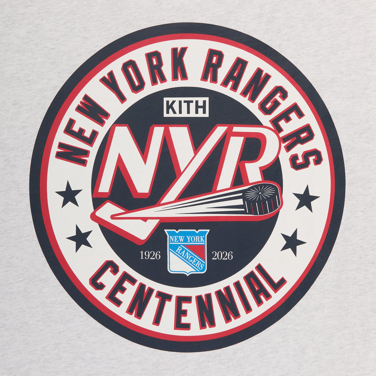 Kith for the New York Rangers Madison Square Garden Puck Vintage Tee - Light Heather Grey