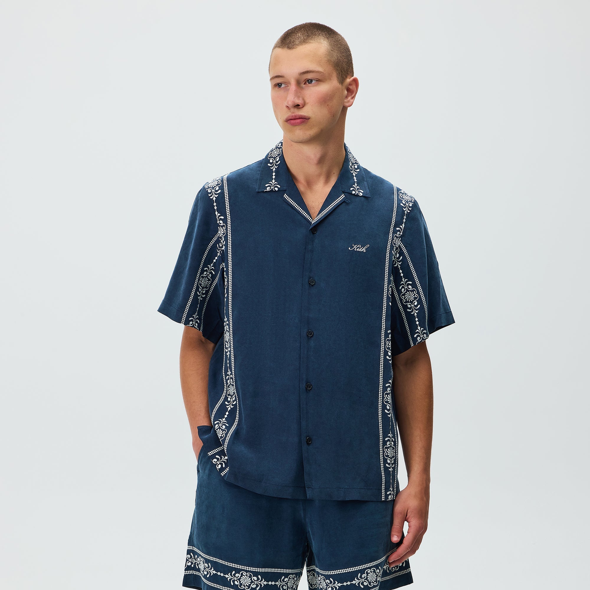 Kith Cupro Linen Thompson Camp Collar Shirt - Nocturnal – Kith Canada