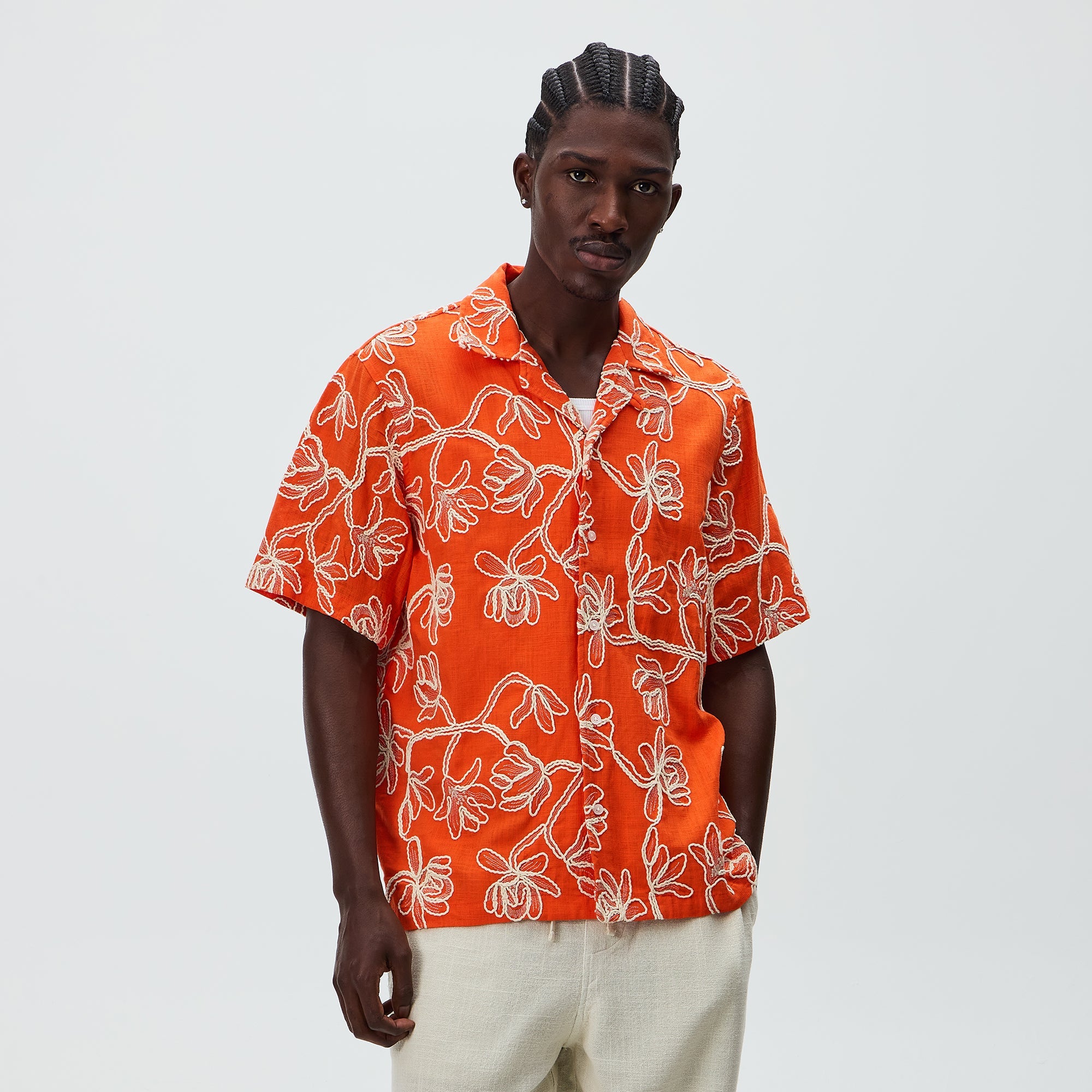 Kith Corded Floral Thompson Camp Collar Shirt - Inferno – Kith Canada