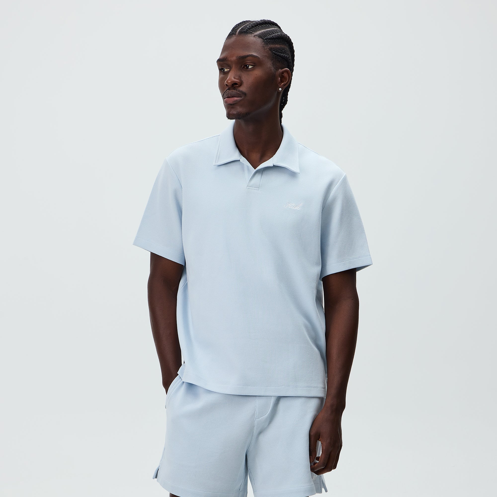 Kith Micro Waffle Drew Polo - Light Indigo – Kith Canada