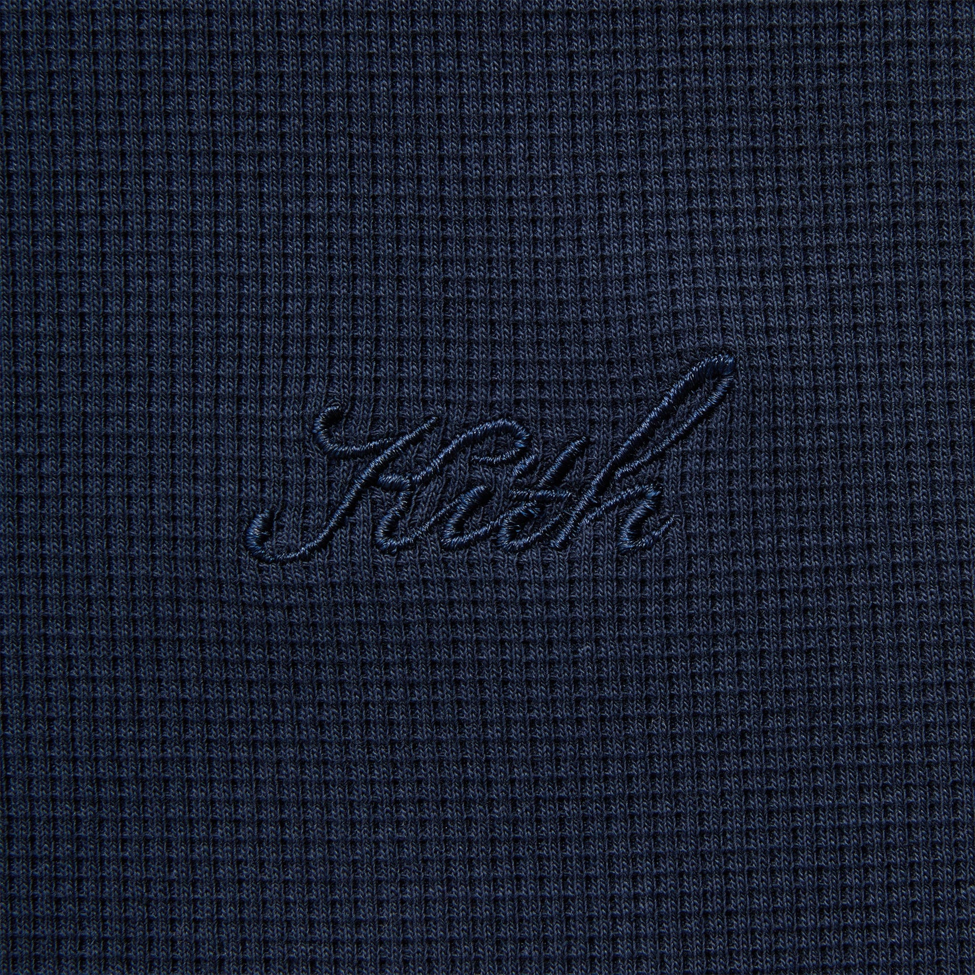 Kith Micro Waffle Long Sleeve Colby Pullover - Nocturnal
