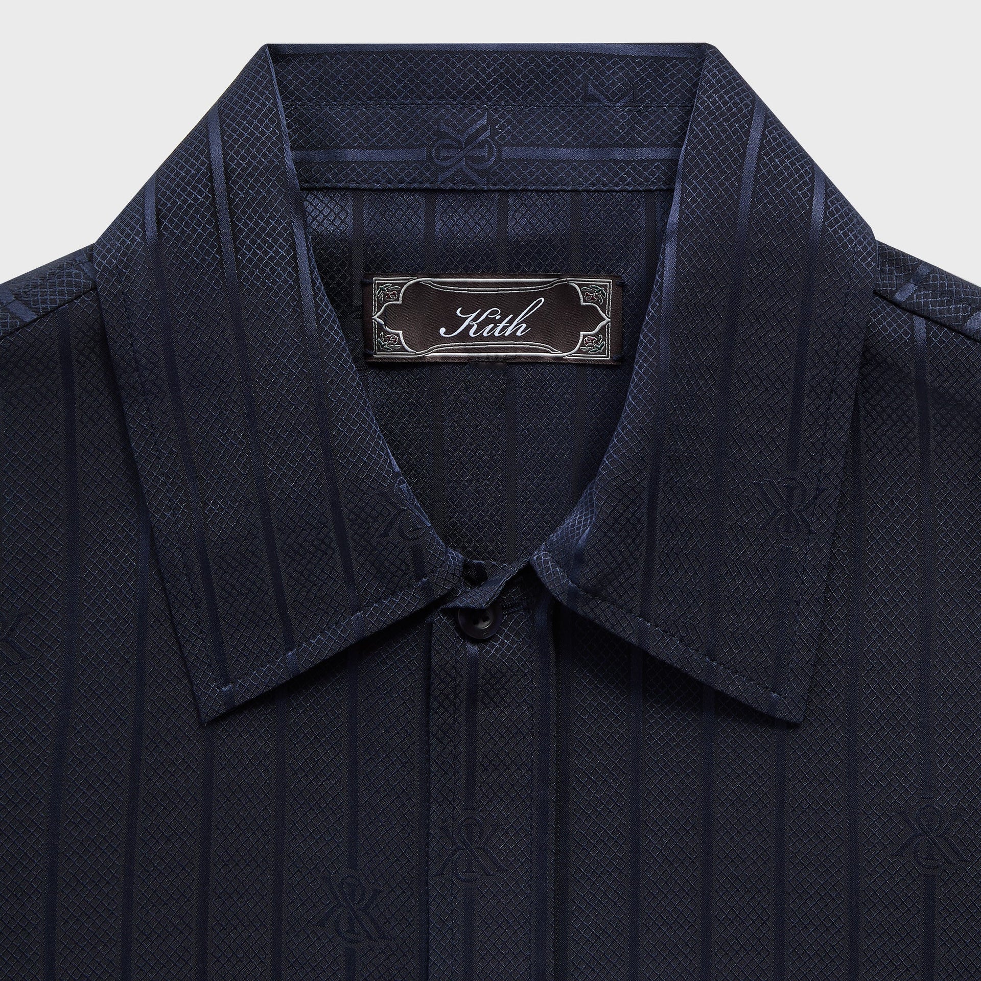 Kith Crest Logo Long Sleeve Boxy Collared Overshirt - Nocturnal