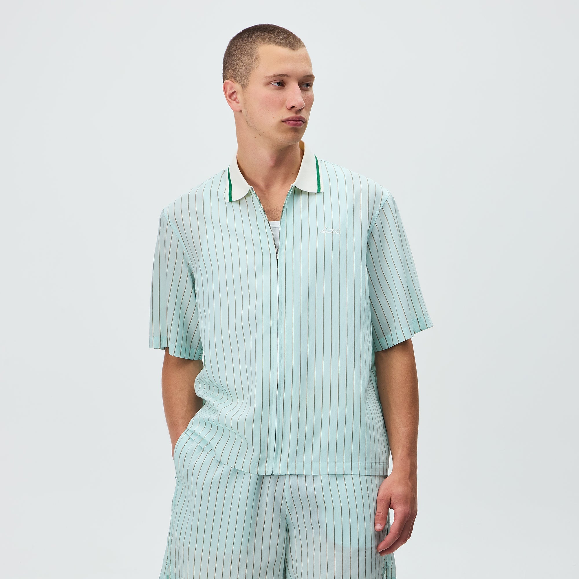 Kith Striped Poplin Thompson Zip Front Shirt - Breezeway – Kith Canada