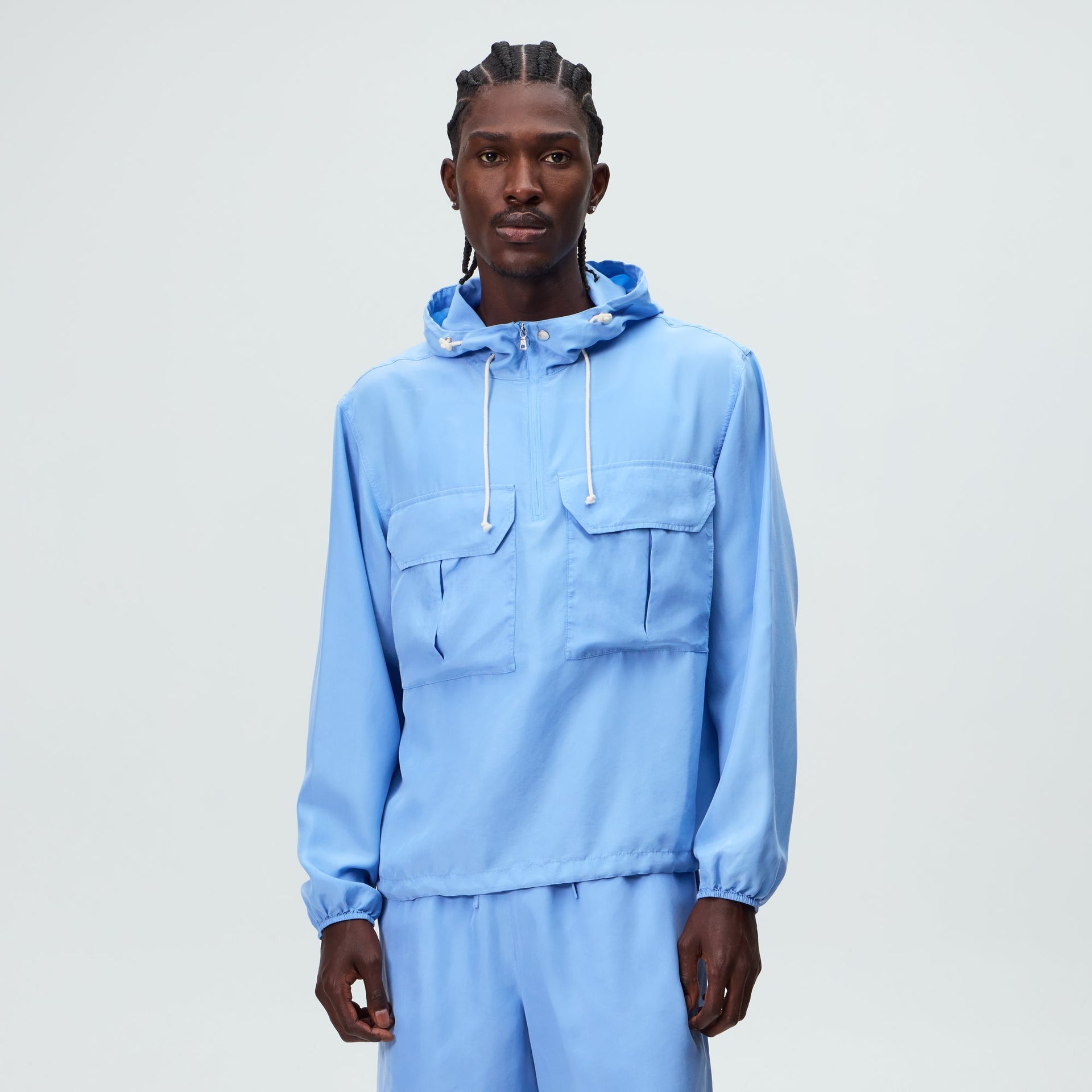 &Kin Washed Silk Habotai Quarter Zip Raj Jacket - Millstream - PH