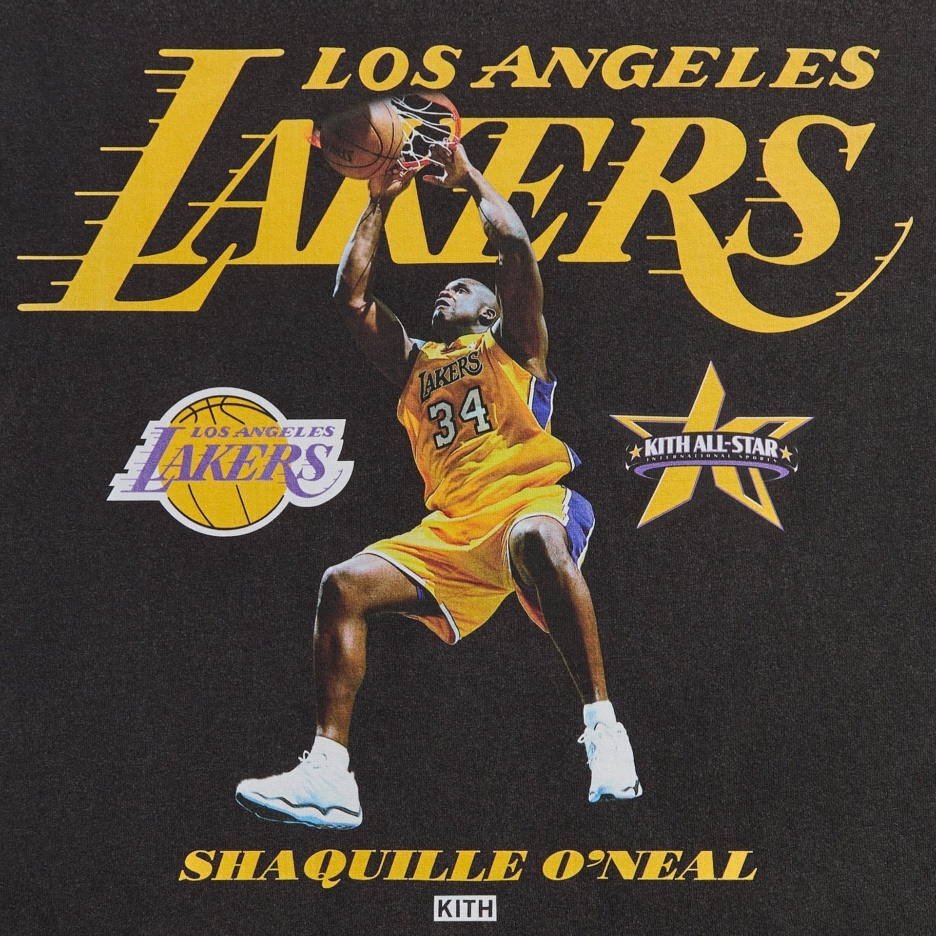 Kith for NBA All-Star Los Angeles Lakers Shaquille O'Neal Vintage Tee - Black - PH