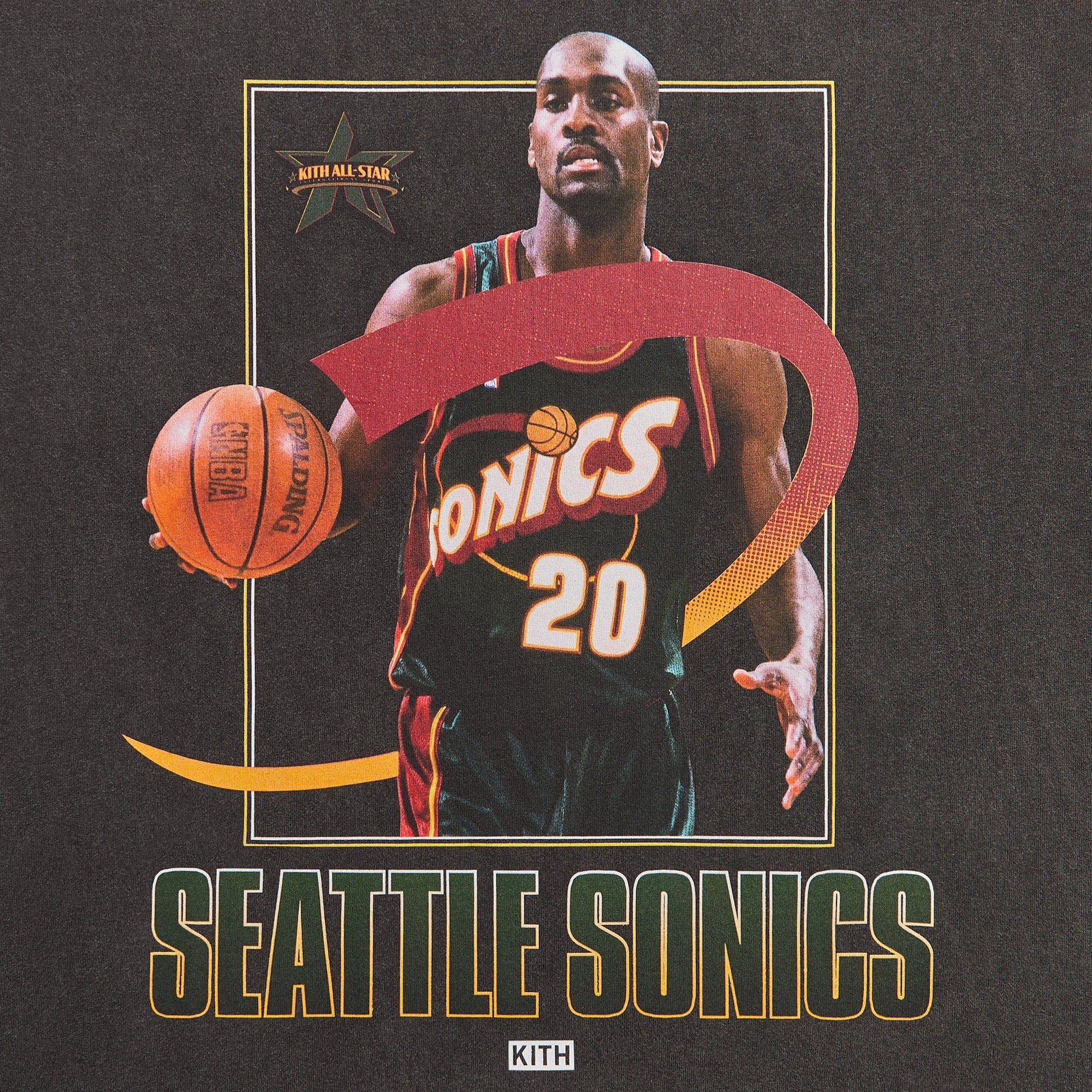 Kith for NBA All-Star Seattle SuperSonics Gary Payton Vintage Tee - Black - PH