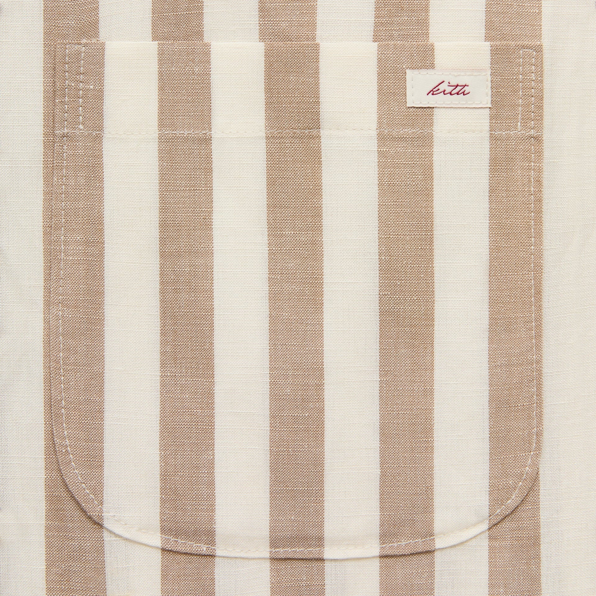 Kith Spun Silk Linen Stripe Paxton Buttondown - Chai