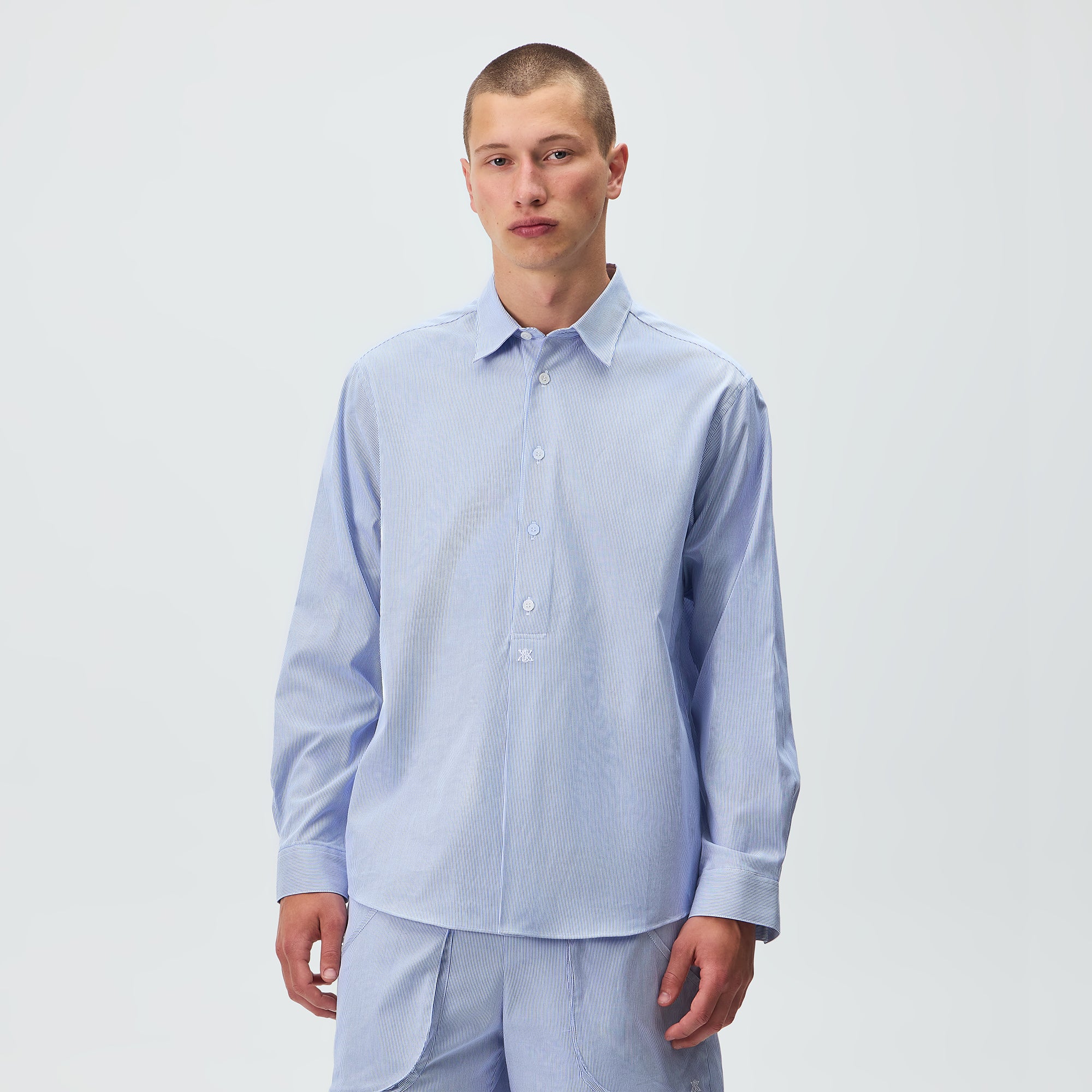Kith Textured Microstripe Ian Popover Shirt - Marina – Kith Canada