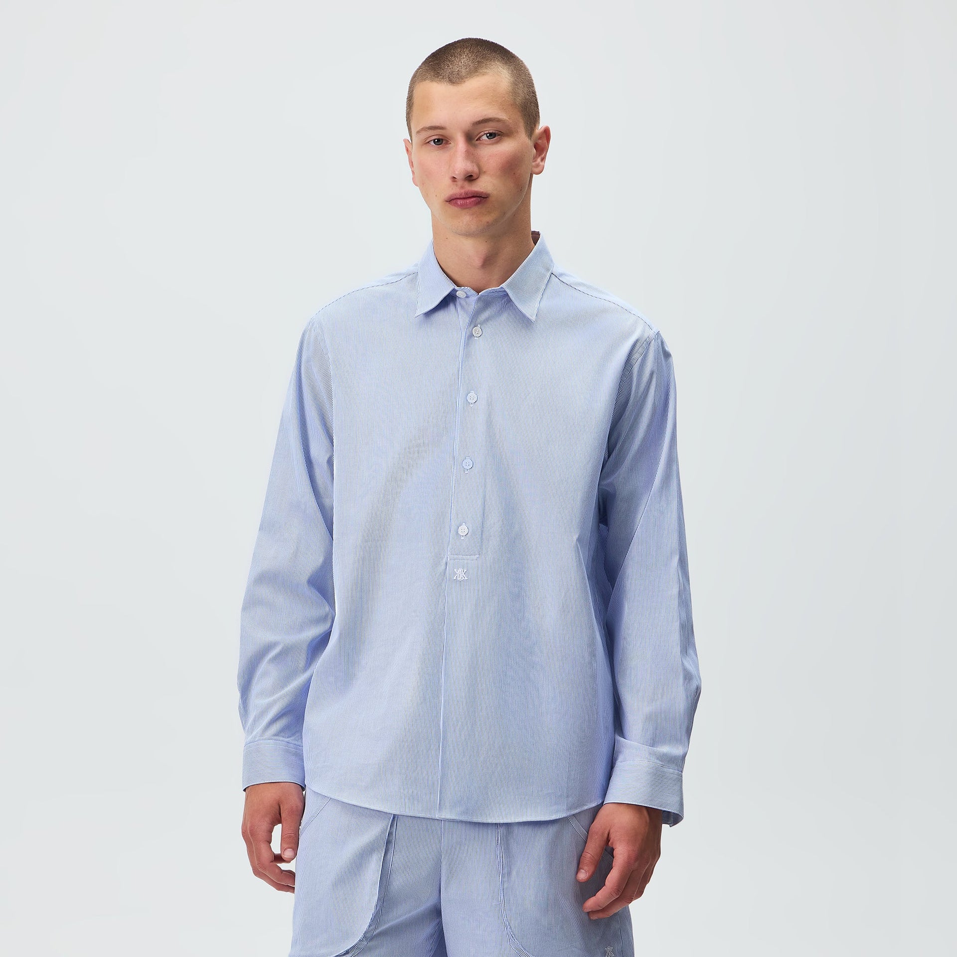 Kith Textured Microstripe Ian Popover Shirt - Marina