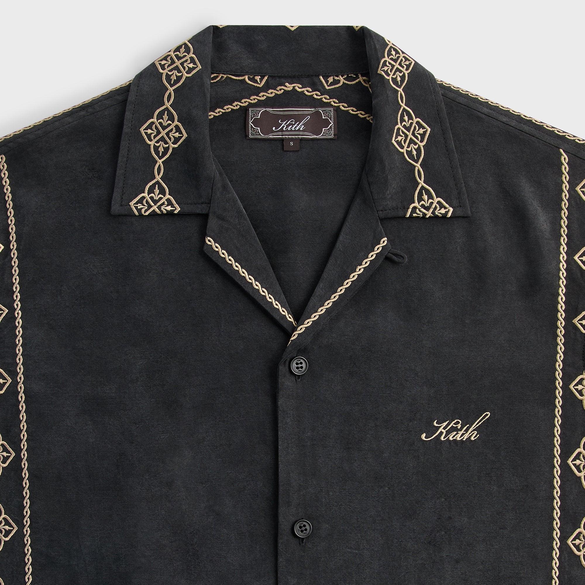 トップス Cupro Linen Thompson Camp Collar Shirt Kith Cupro Linen Thompson Camp Collar Shirt - Black – Kith Canada