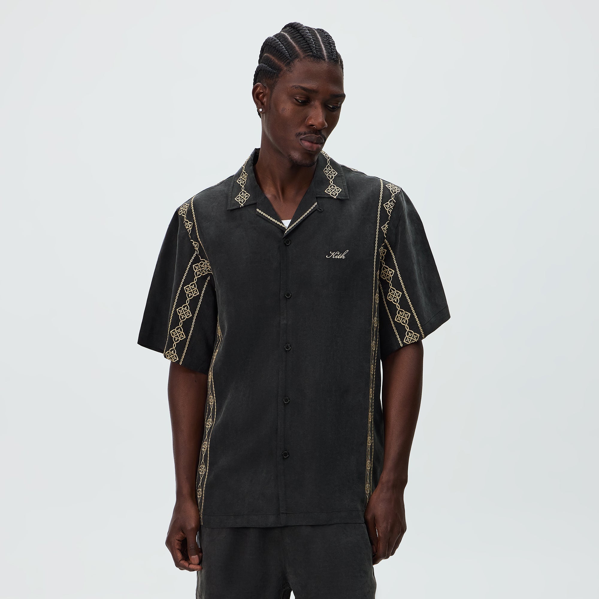トップス Cupro Linen Thompson Camp Collar Shirt Kith Cupro Linen Thompson Camp Collar Shirt - Black – Kith Canada