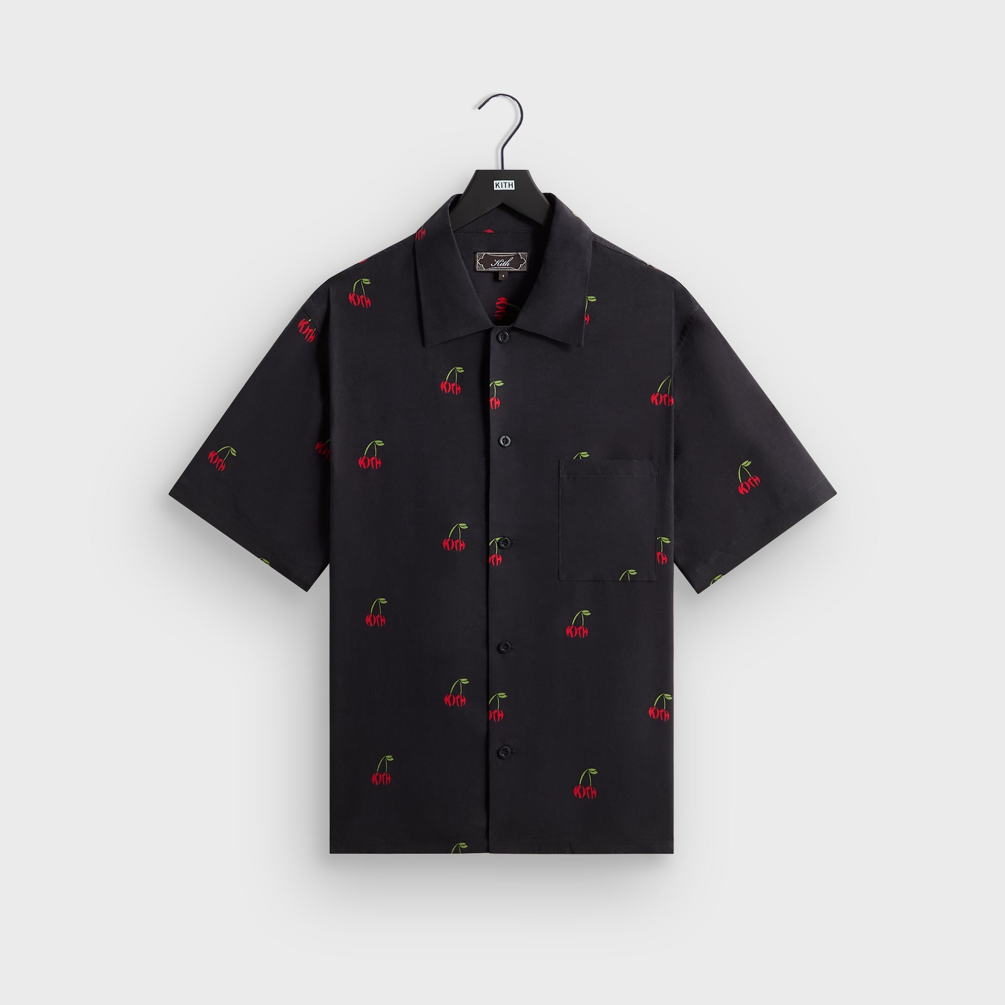 Kith ベロアシャツ Kith Printed Cherry Cupro Linen Beckham Buttondown - Black – Kith