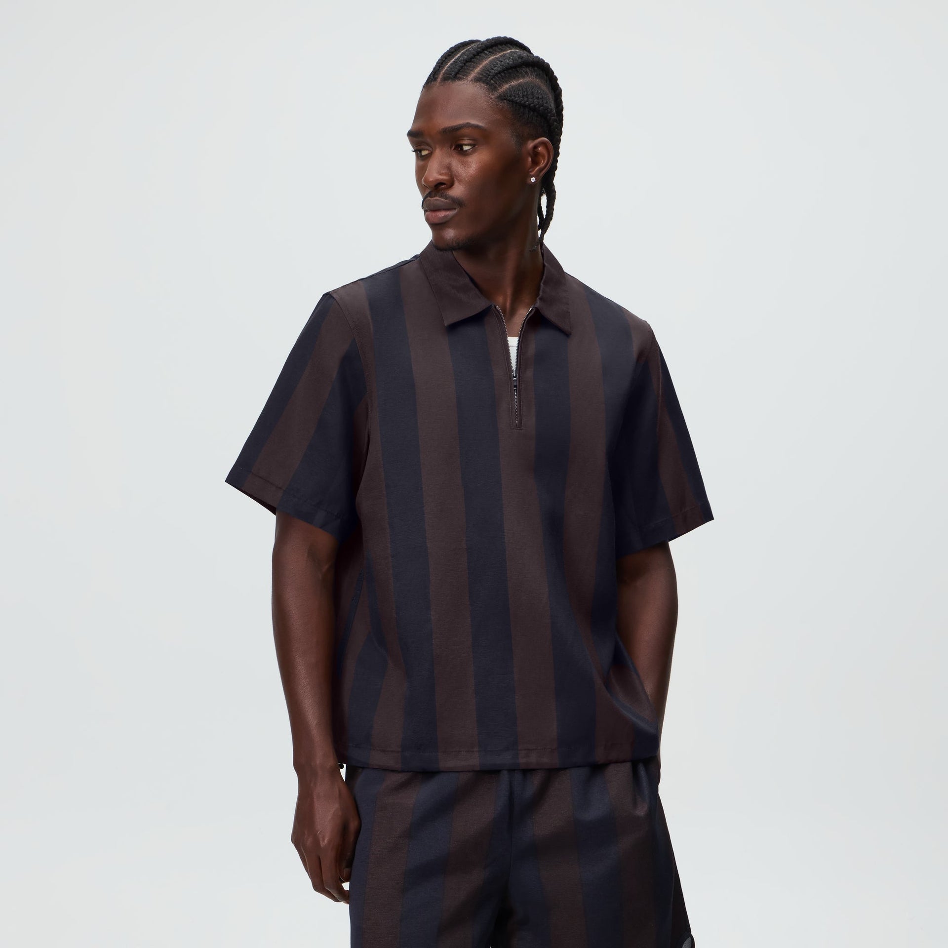 &Kin Montis Quarter Zip Faille Shirt - Cosmos - PH