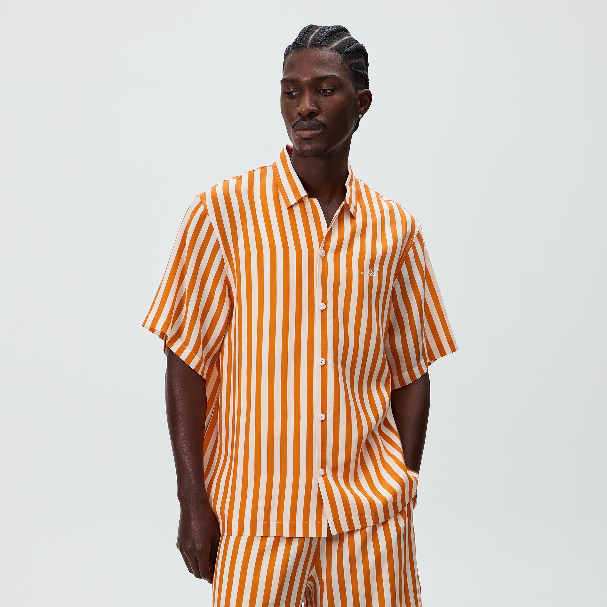 Kith Striped Thompson Camp Collar Shirt - Tiger – Kith Canada