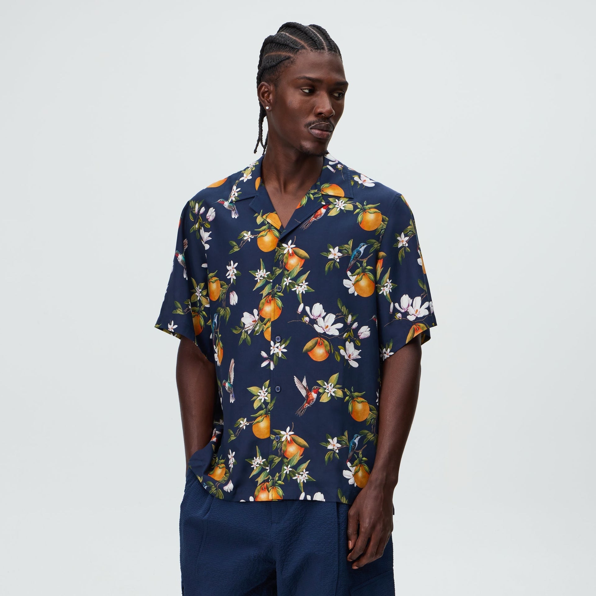 &Kin Citrus Garden Thompson Camp Collar Shirt - Nocturnal - PH