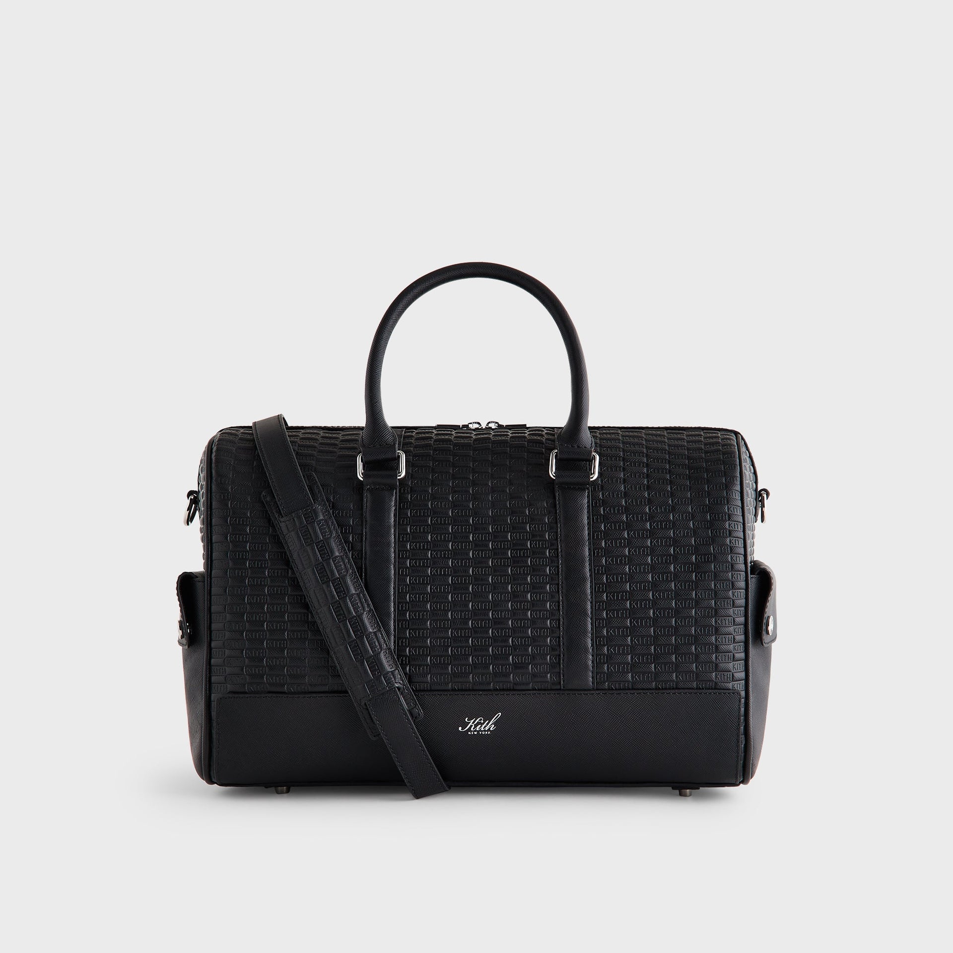 Kith Monogram Leather Explorer Traveler K40 Duffle Bag - Black