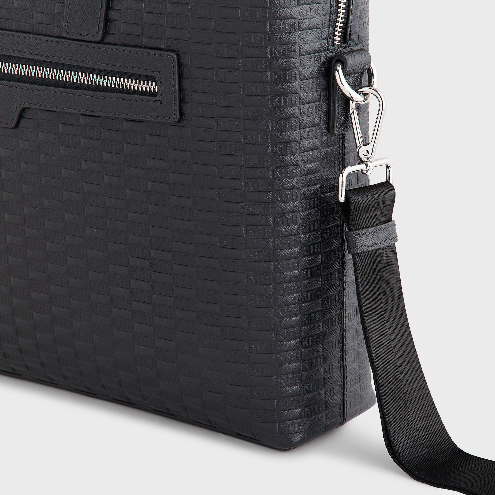 Kith Monogram Leather Messenger Briefcase - Black